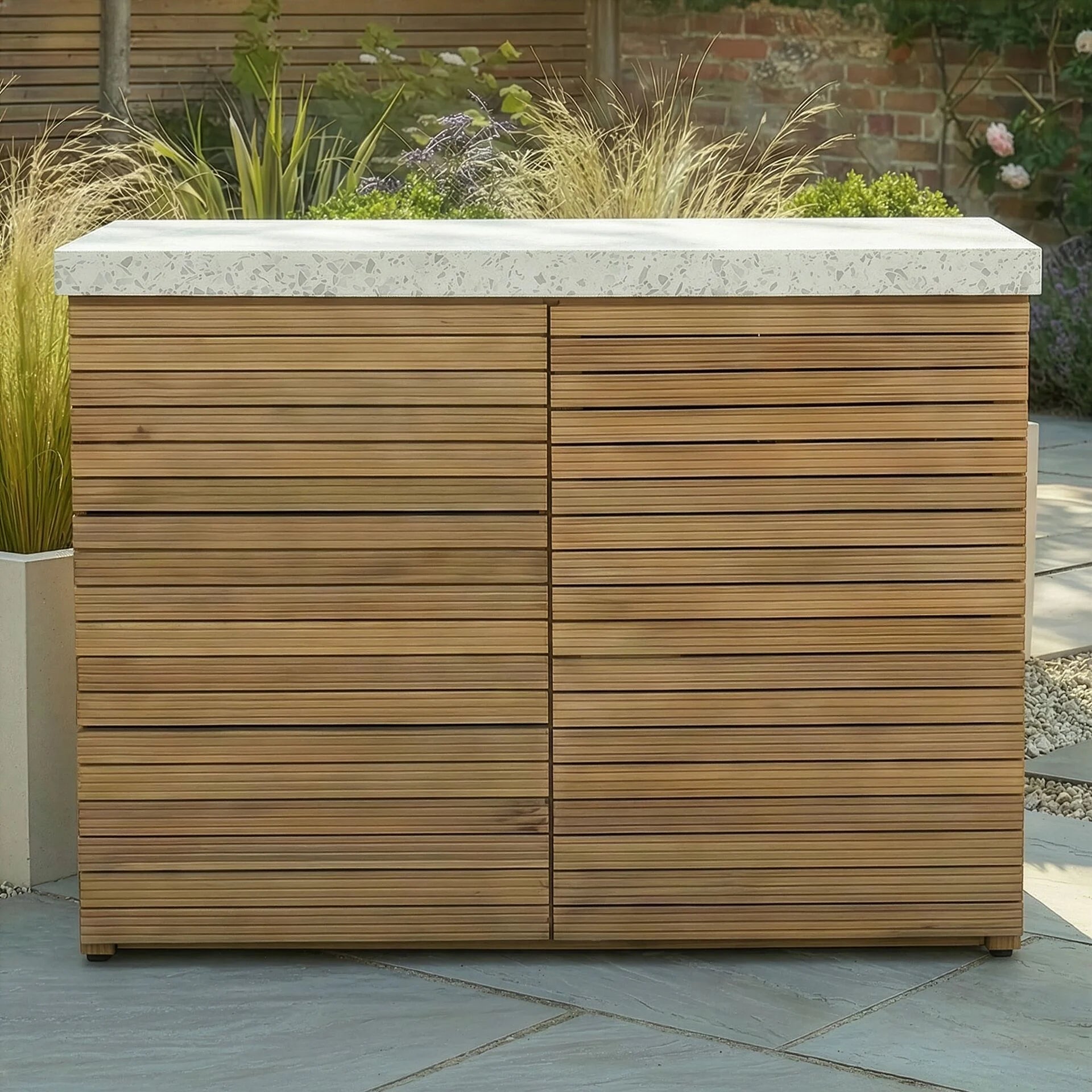 Antigua Outdoor Kitchen Double Unit 120x60x90 - Acacia Wood