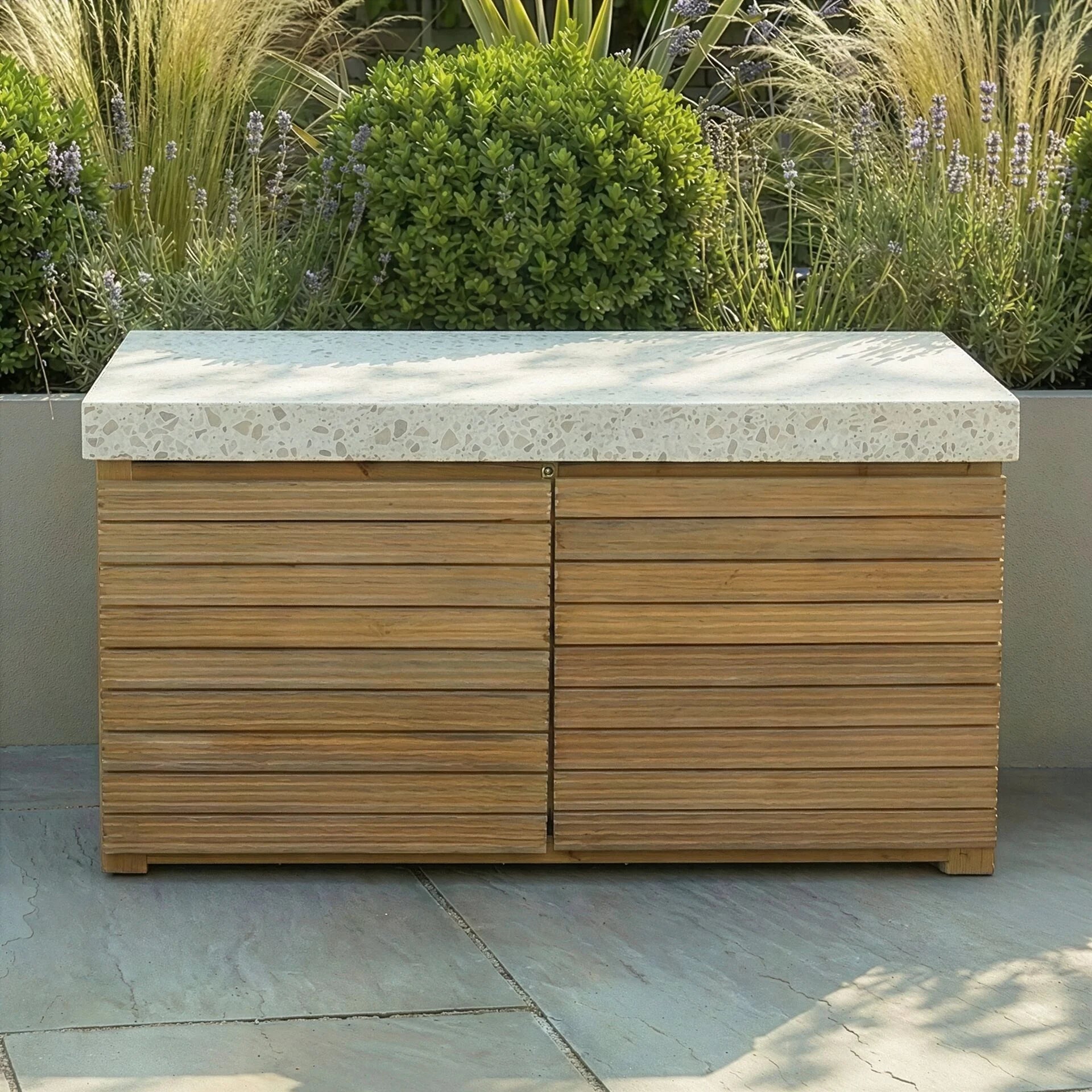 Antigua Outdoor Kitchen Kamado Unit 90x60x51 - Acacia Wood