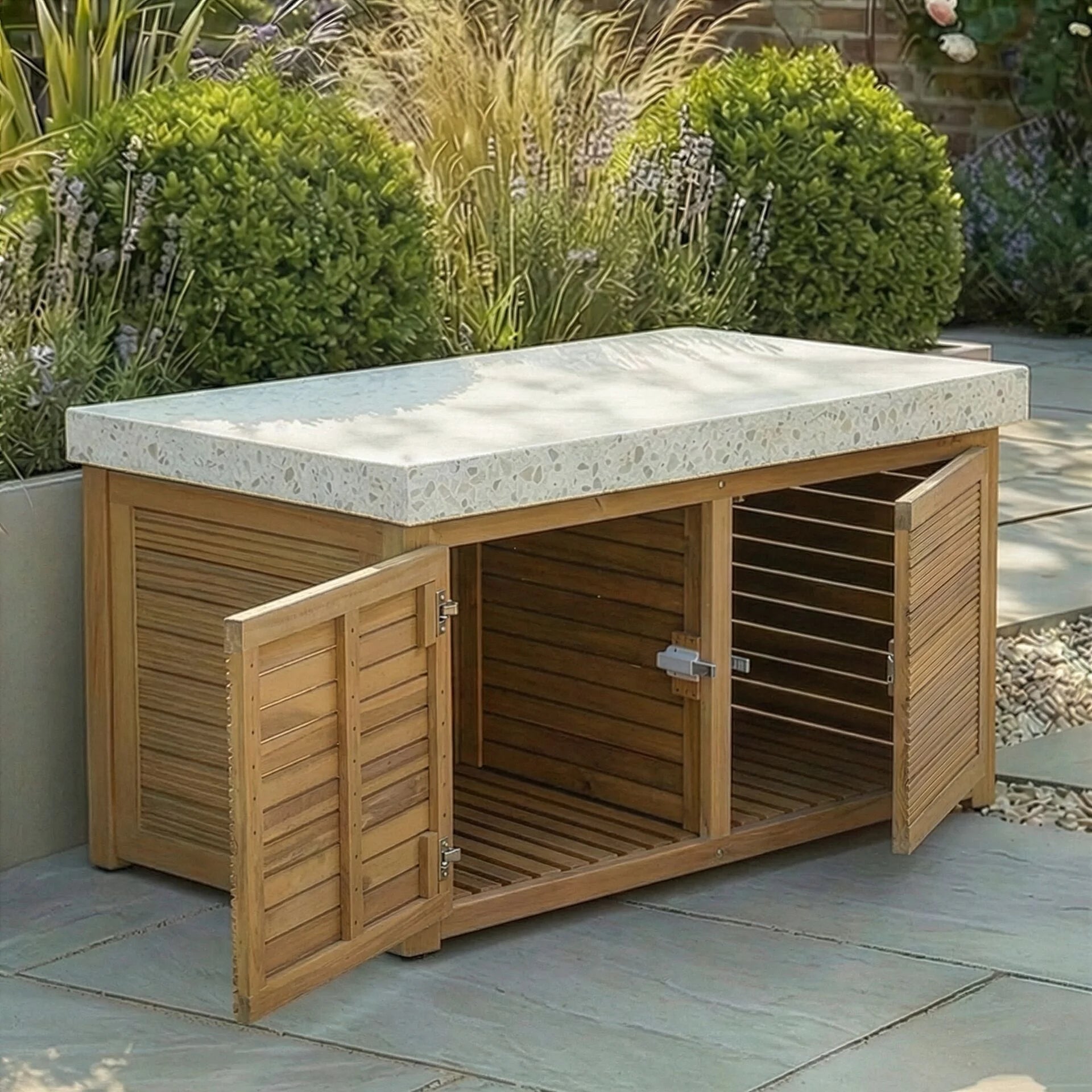 Antigua Outdoor Kitchen Kamado Unit 90x60x51 - Acacia Wood