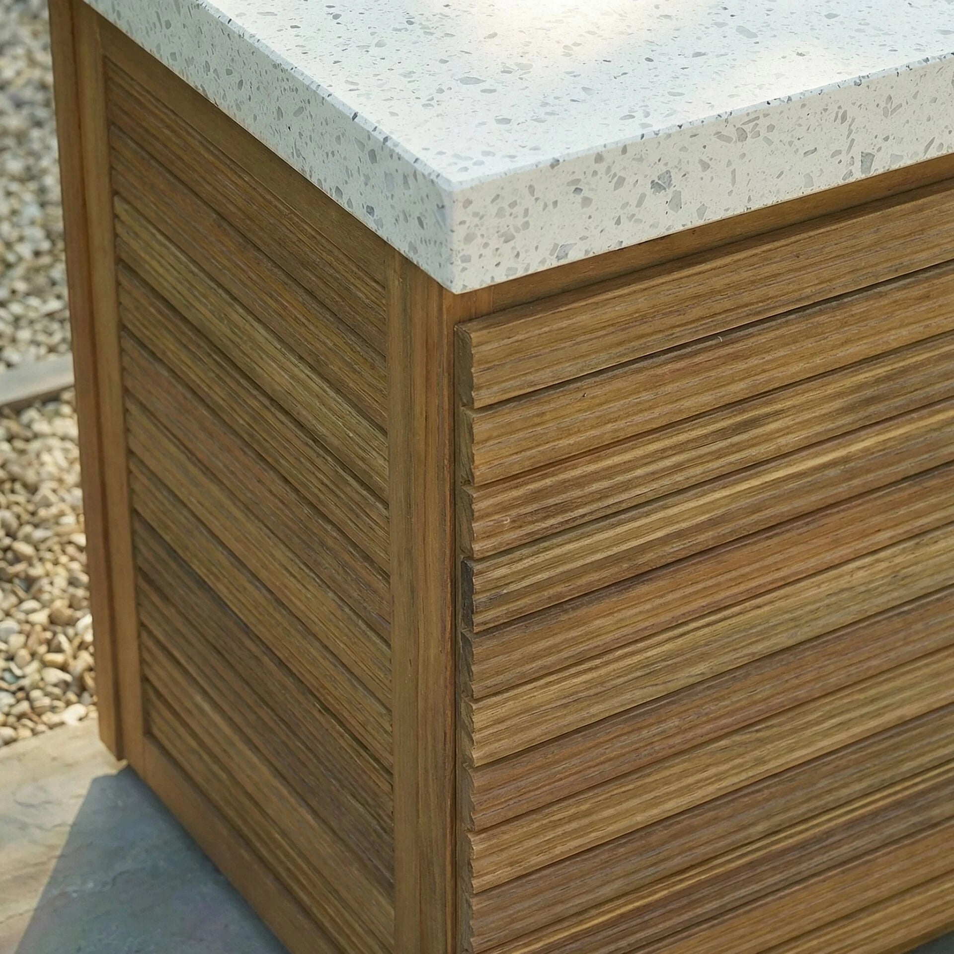 Antigua Outdoor Kitchen Kamado Unit 90x60x51 - Acacia Wood
