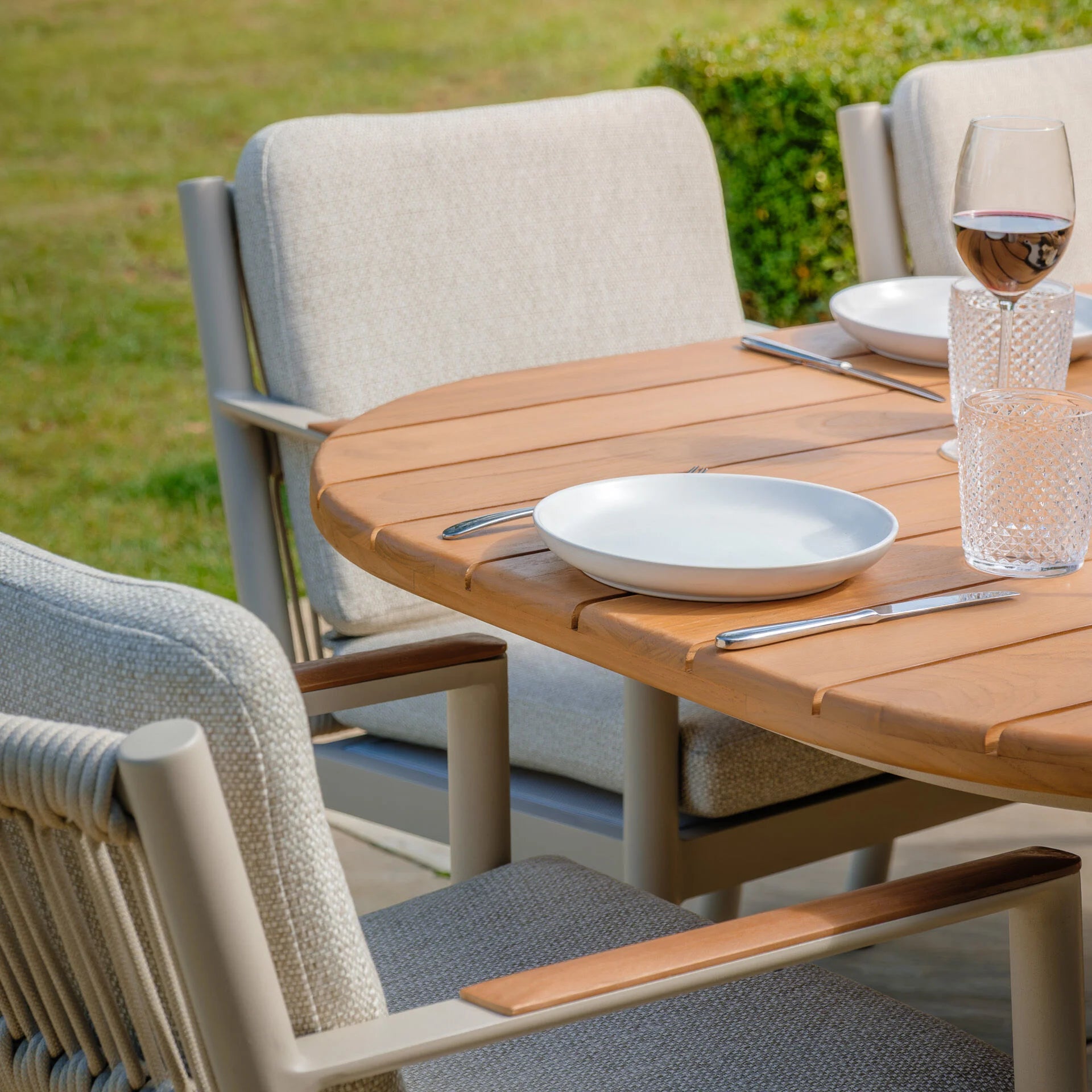 Sicily 8 Seater Rectangular Table with Rope Chairs - Latte Frame-Latte Cushions