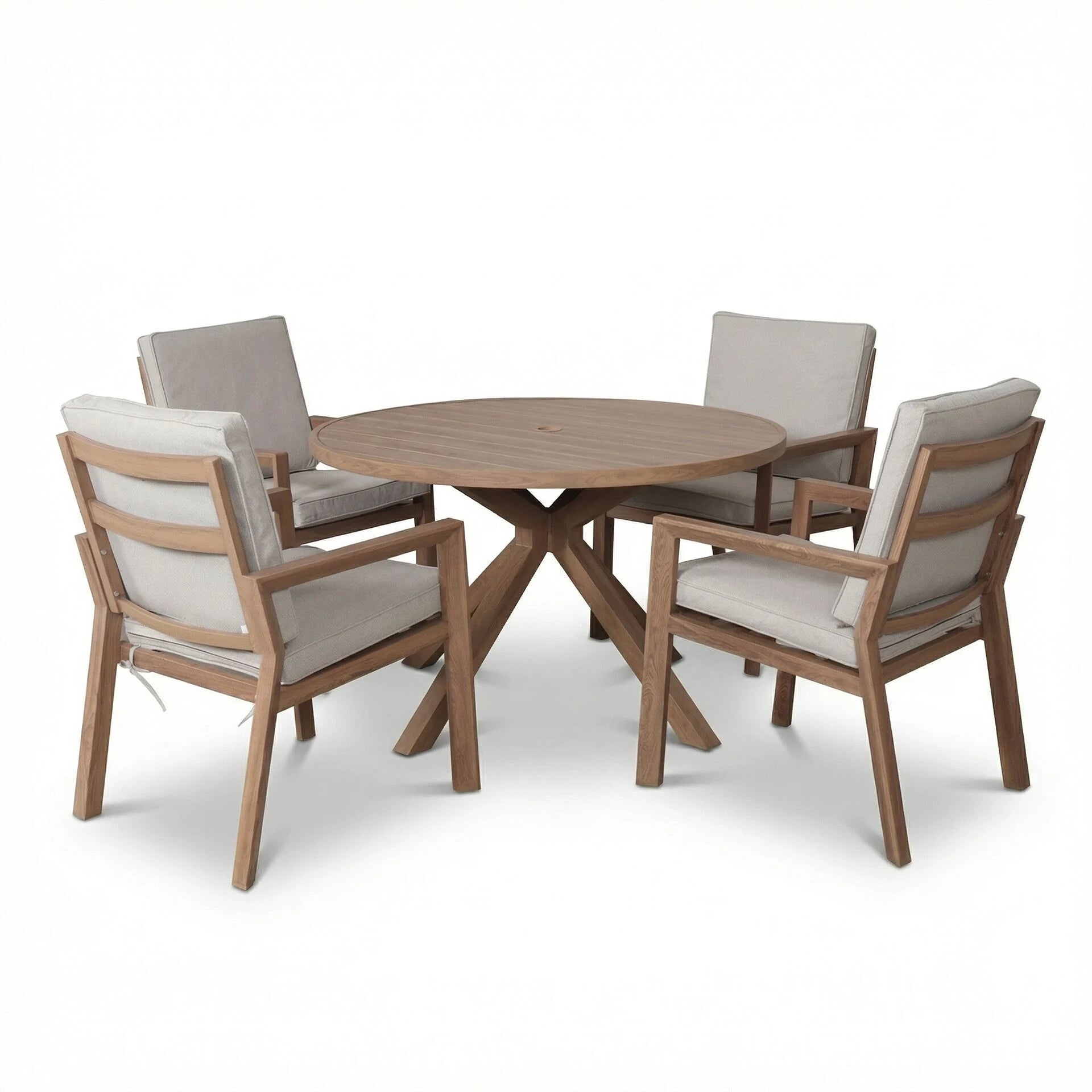 New York 4 Seater Round Dining Set - Wood Effect