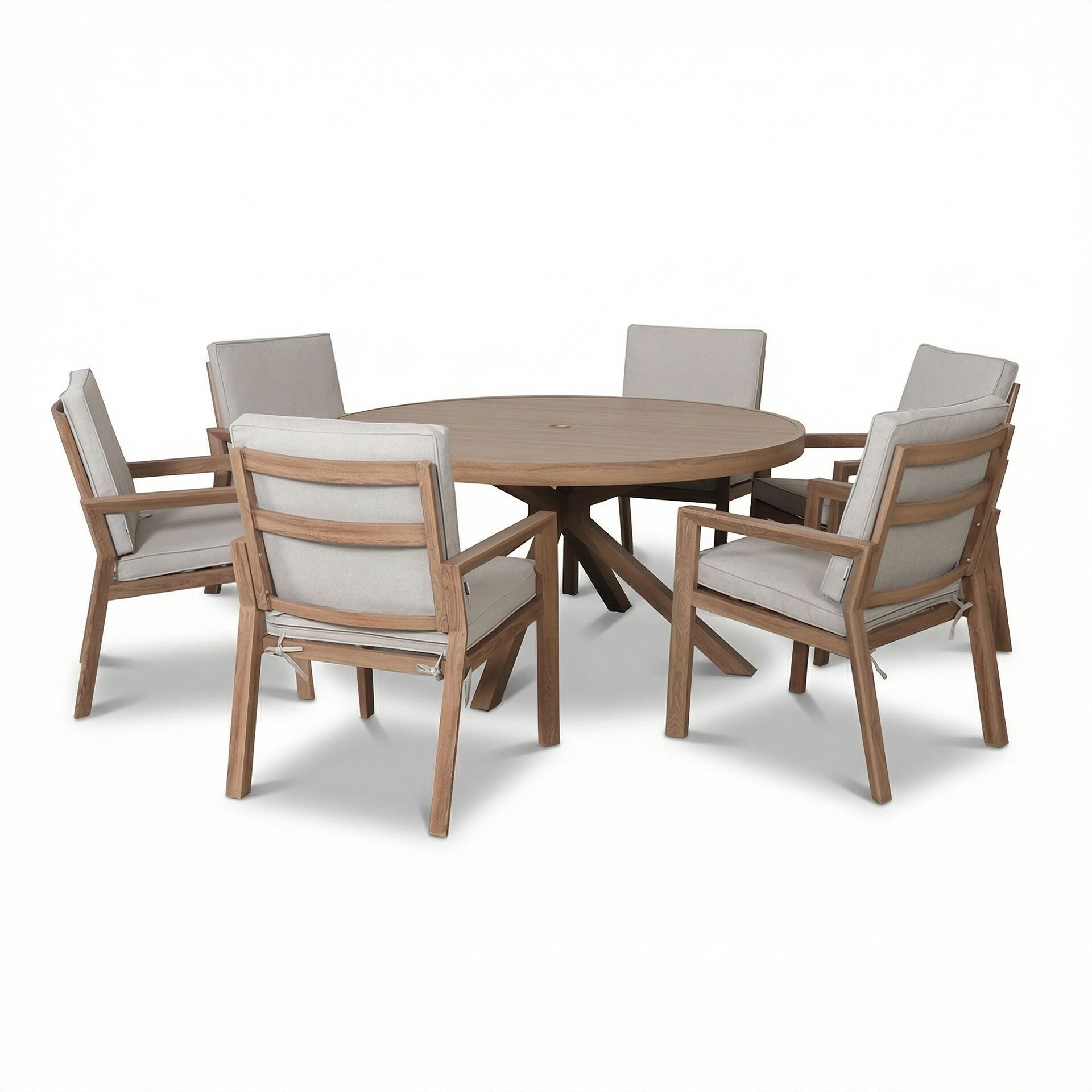 New York 6 Seater Round Dining Set - Wood Effect
