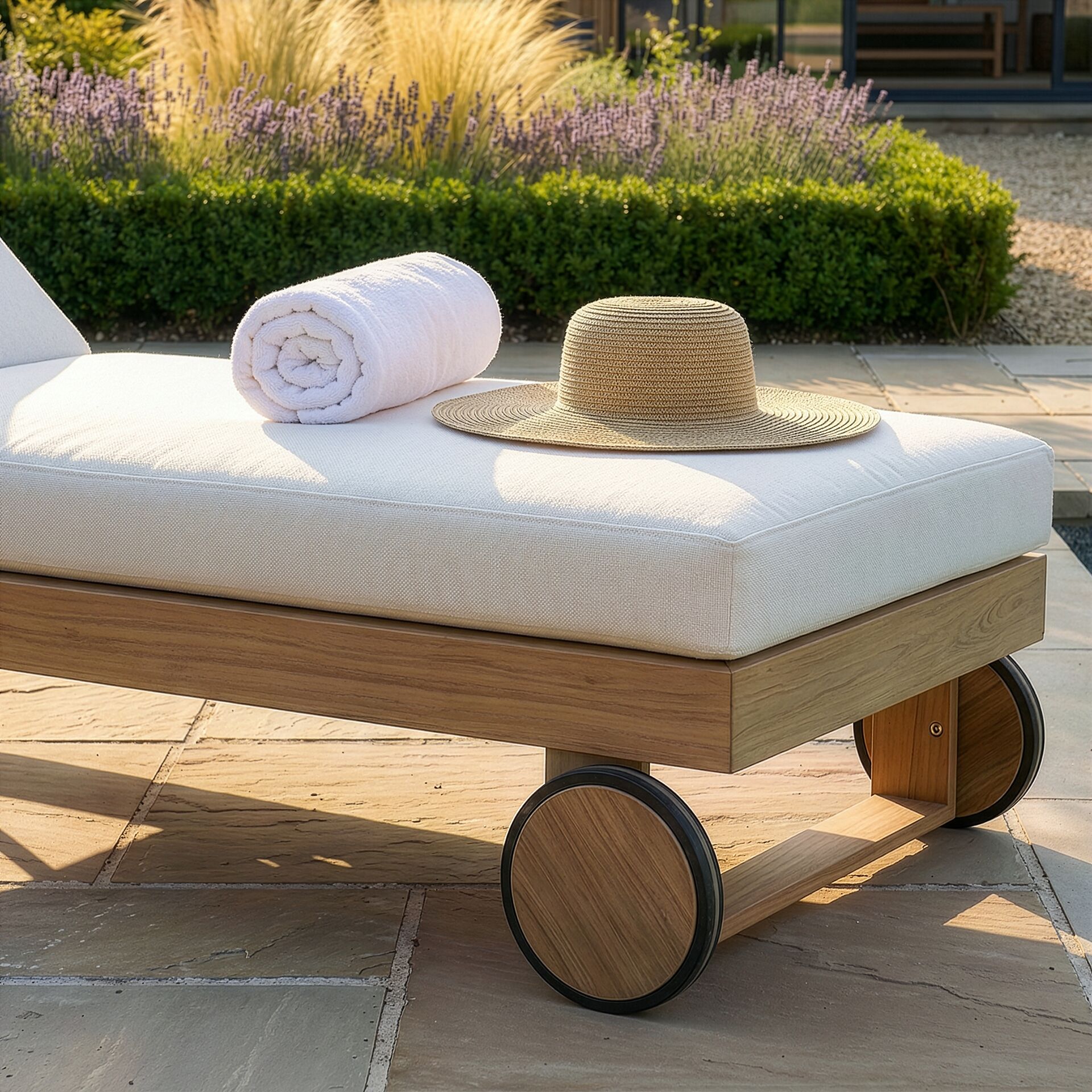 New York Single Sunlounger - Wood Effect
