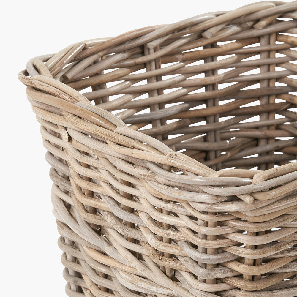 Tobs Grey Kubu Rattan Square Waste Paper Bin