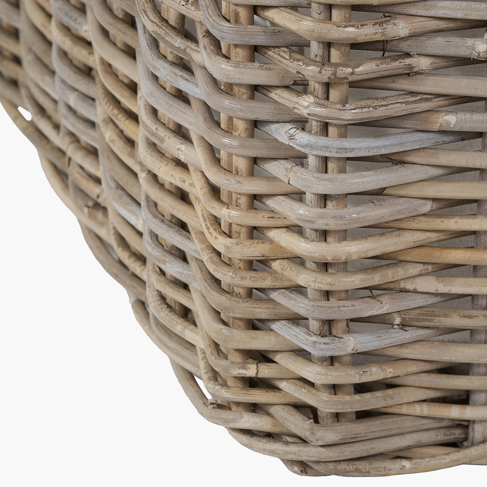 Set of 2 Tobs Grey Kubu Rattan Lined Square Log Baskets