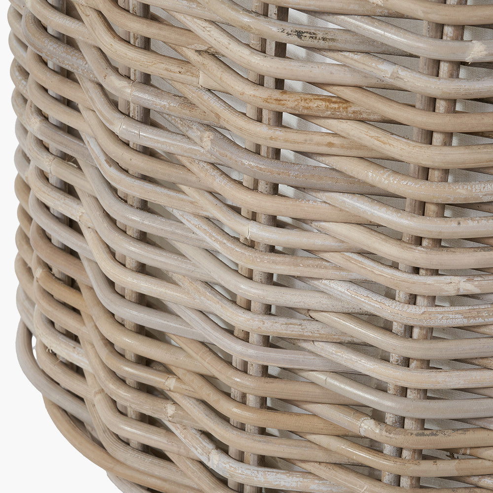 Set of 2 Tobs Grey Kubu Rattan Lined Round Log Baskets