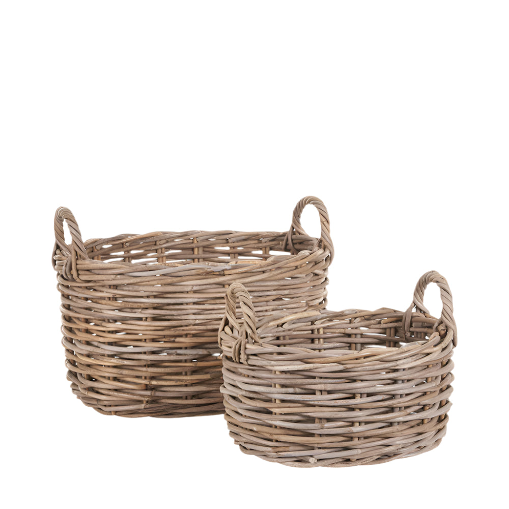 Set of 2 Grey Kubu Oval Baskets