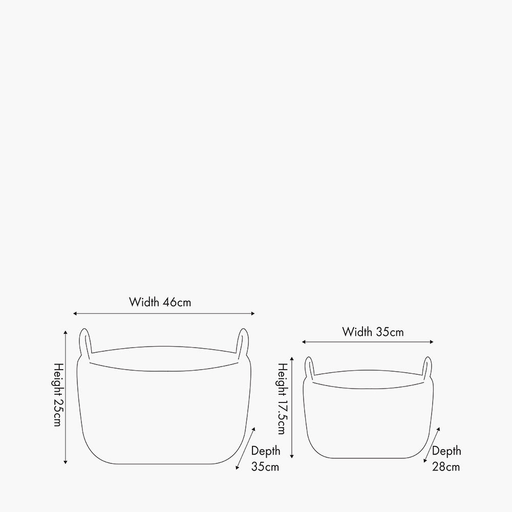 Set of 2 Grey Kubu Oval Baskets