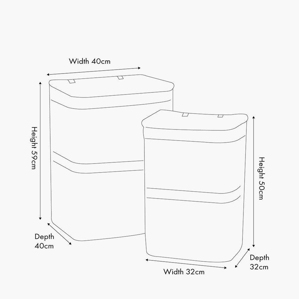 Set of 2 Grey Kubu Rectangular Linen Baskets