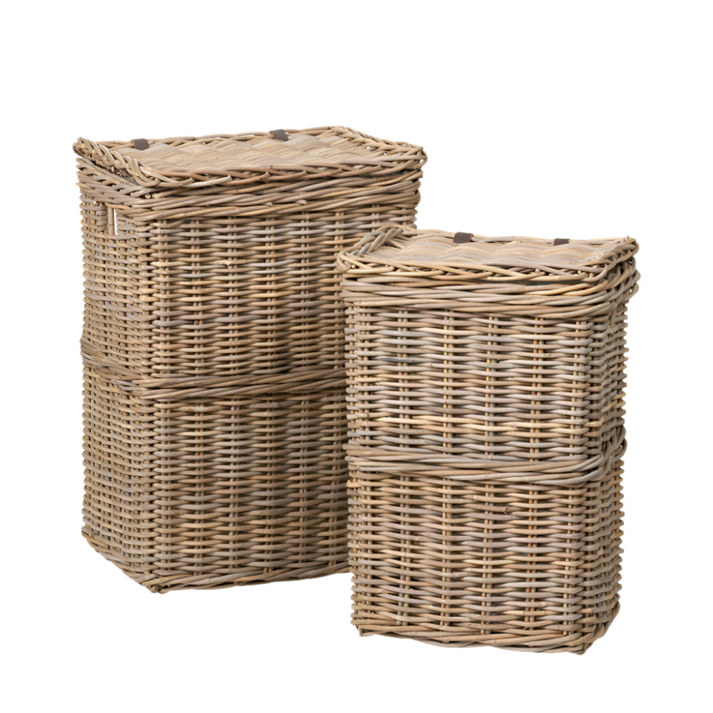 Set of 2 Grey Kubu Rectangular Linen Baskets