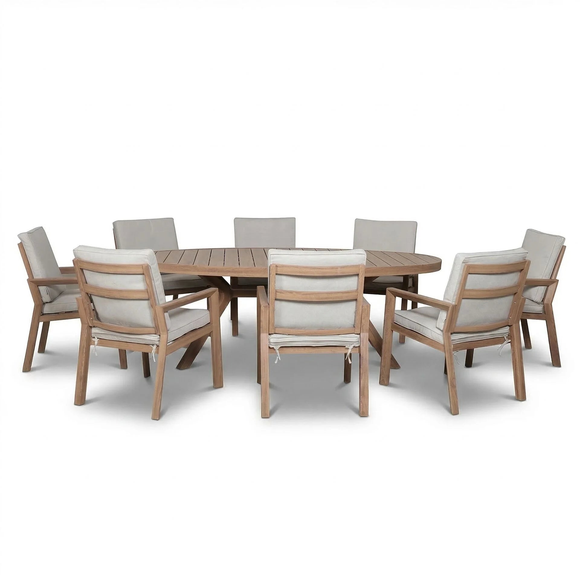 New York 8 Seater Oval Dining Set - Wood Effect