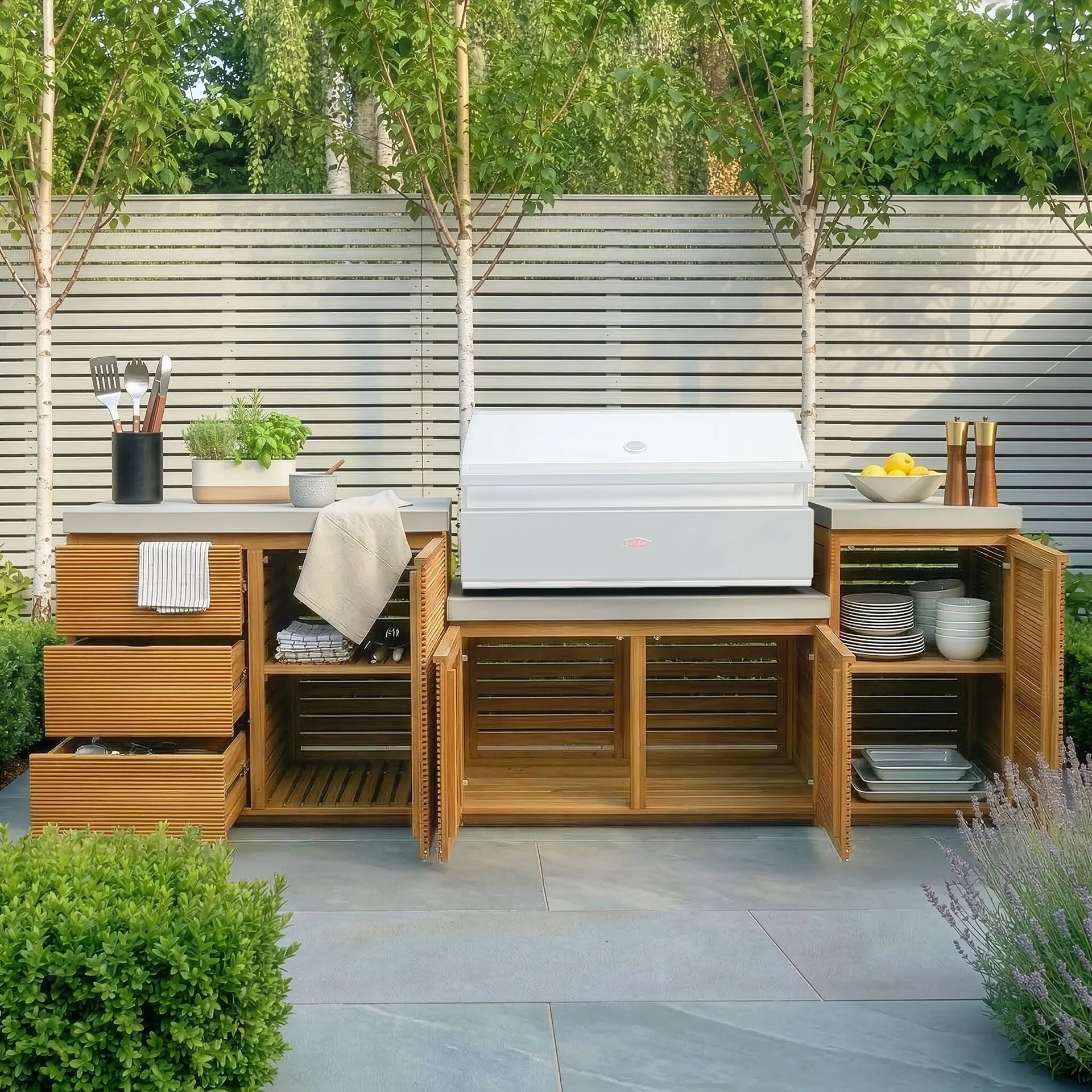Bali Acacia Wood Outdoor Kitchen - Medium Configuration