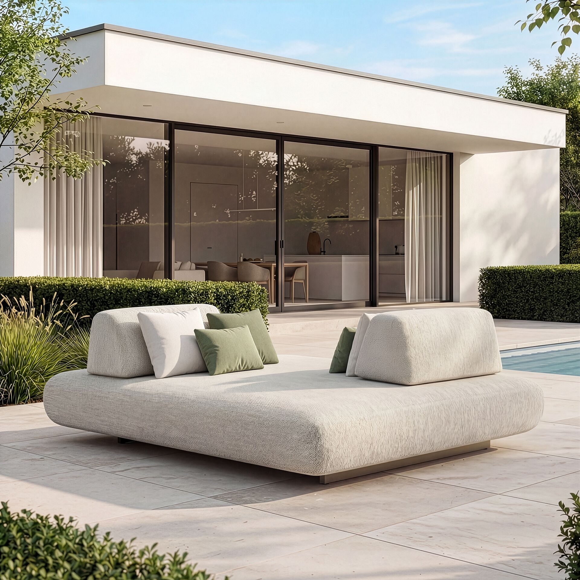 Cannes Daybed 2x Small Backrests- Pebble