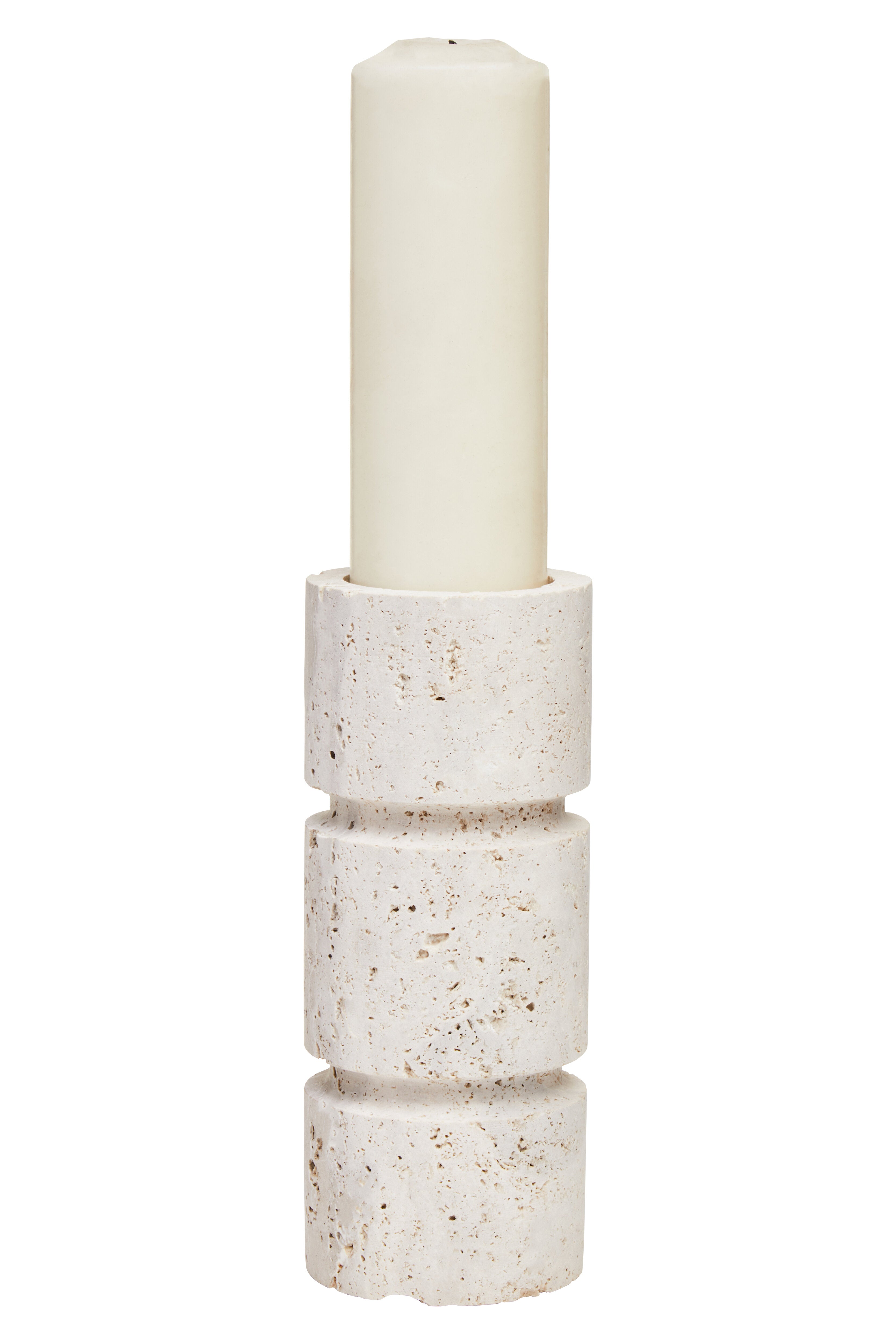 Amo Natural Travertine Stacked Candle Holder | Small