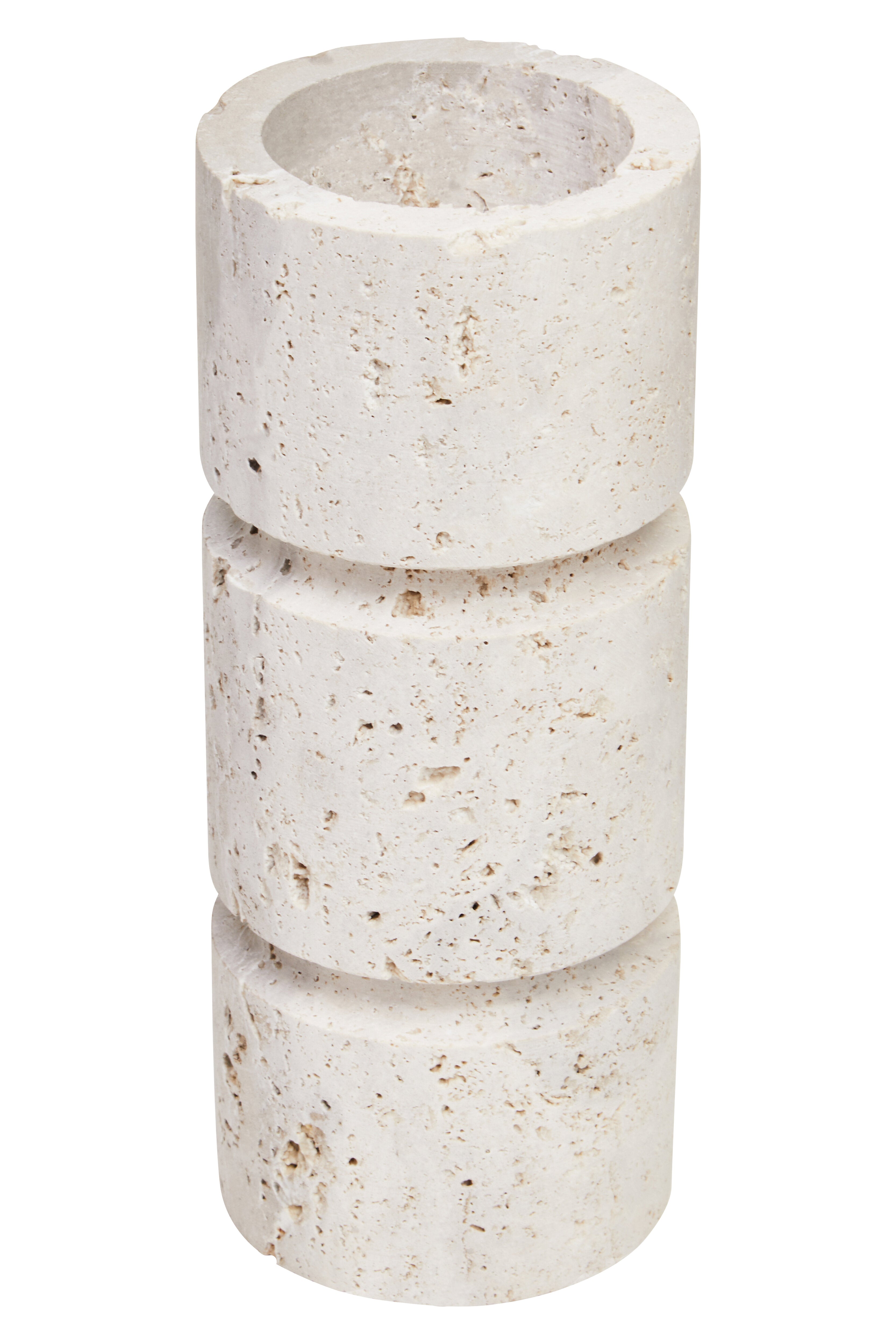 Amo Natural Travertine Stacked Candle Holder | Small
