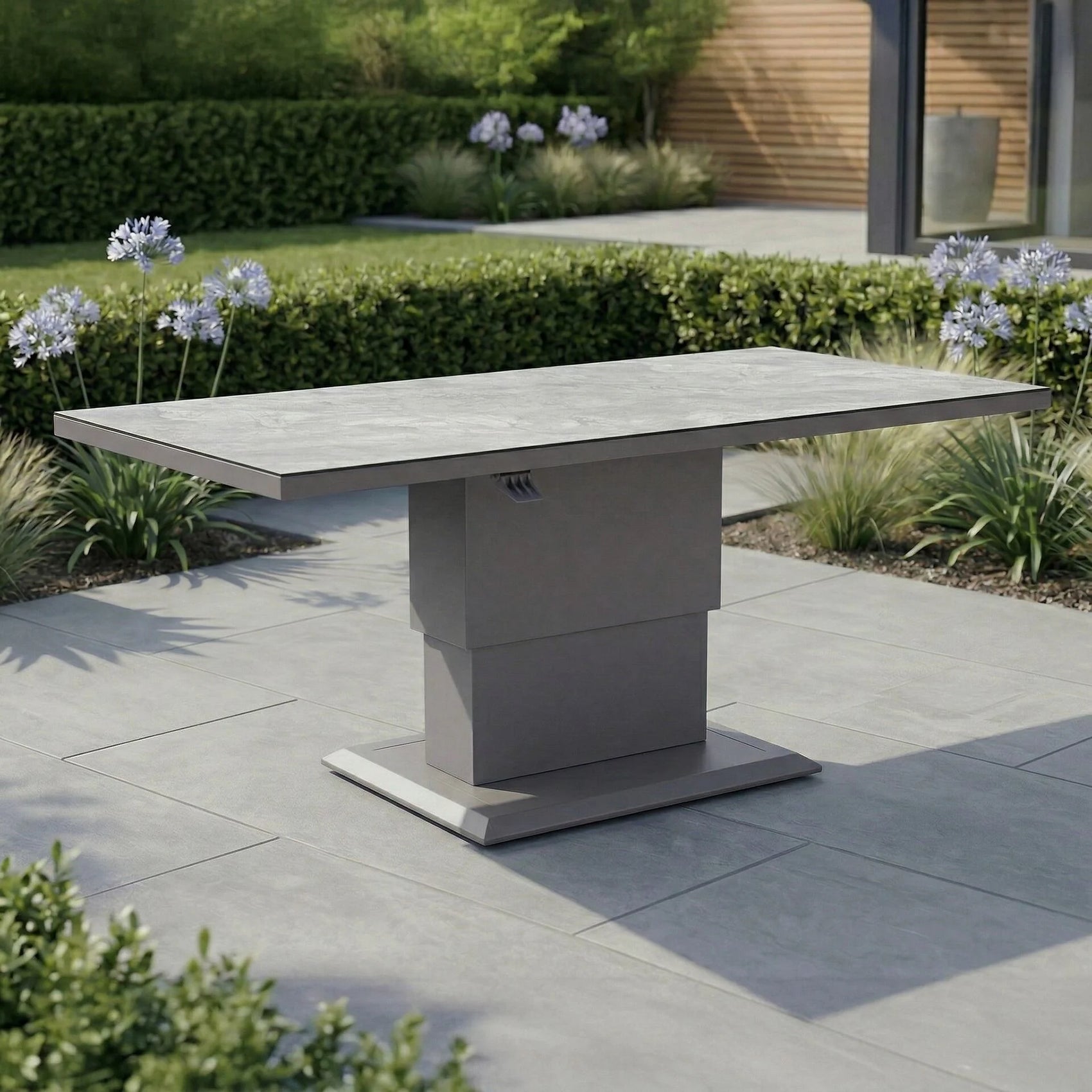 Aluminium Rectangular Gas Rising Table - Cool Linen