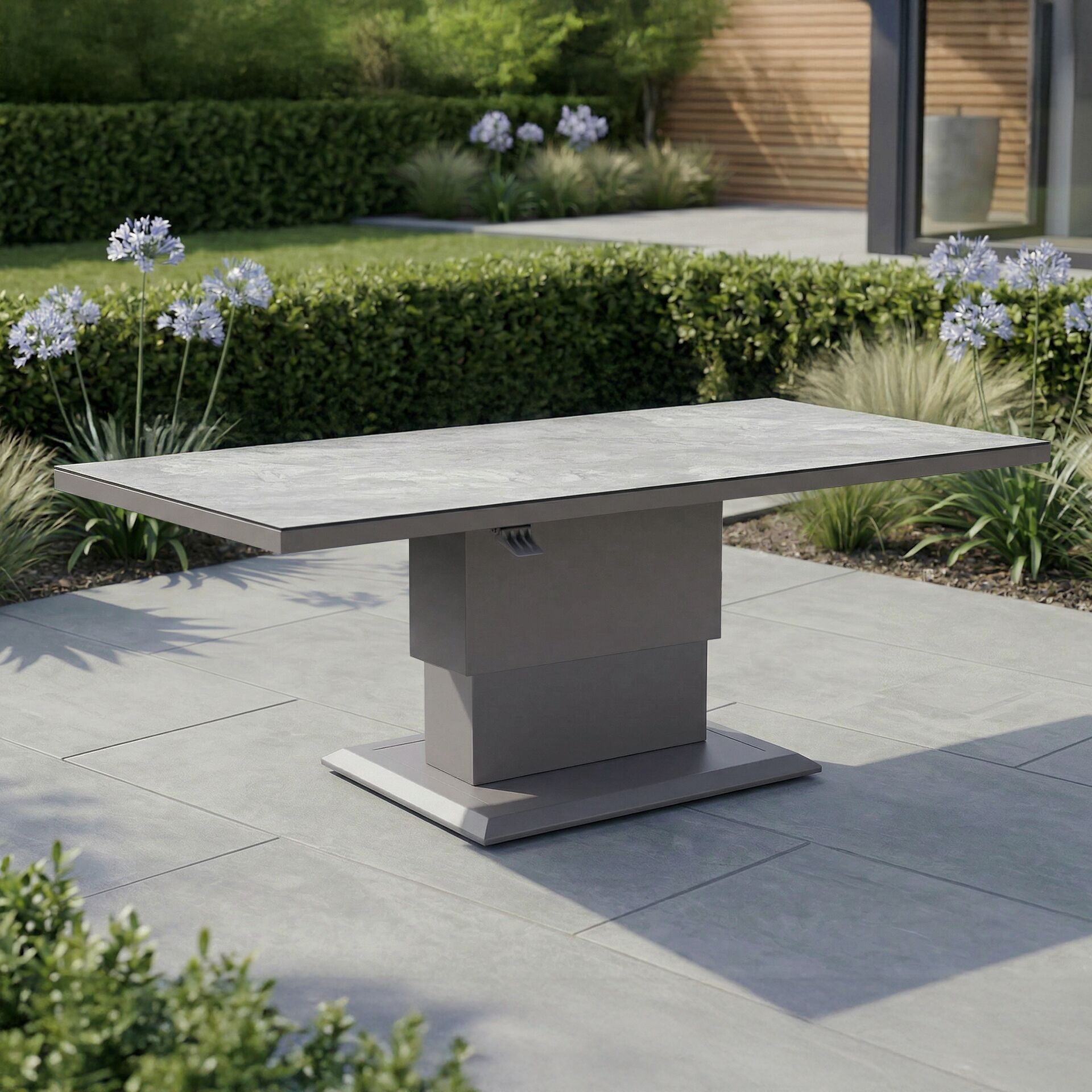 Aluminium Rectangular Gas Rising Table - Cool Linen