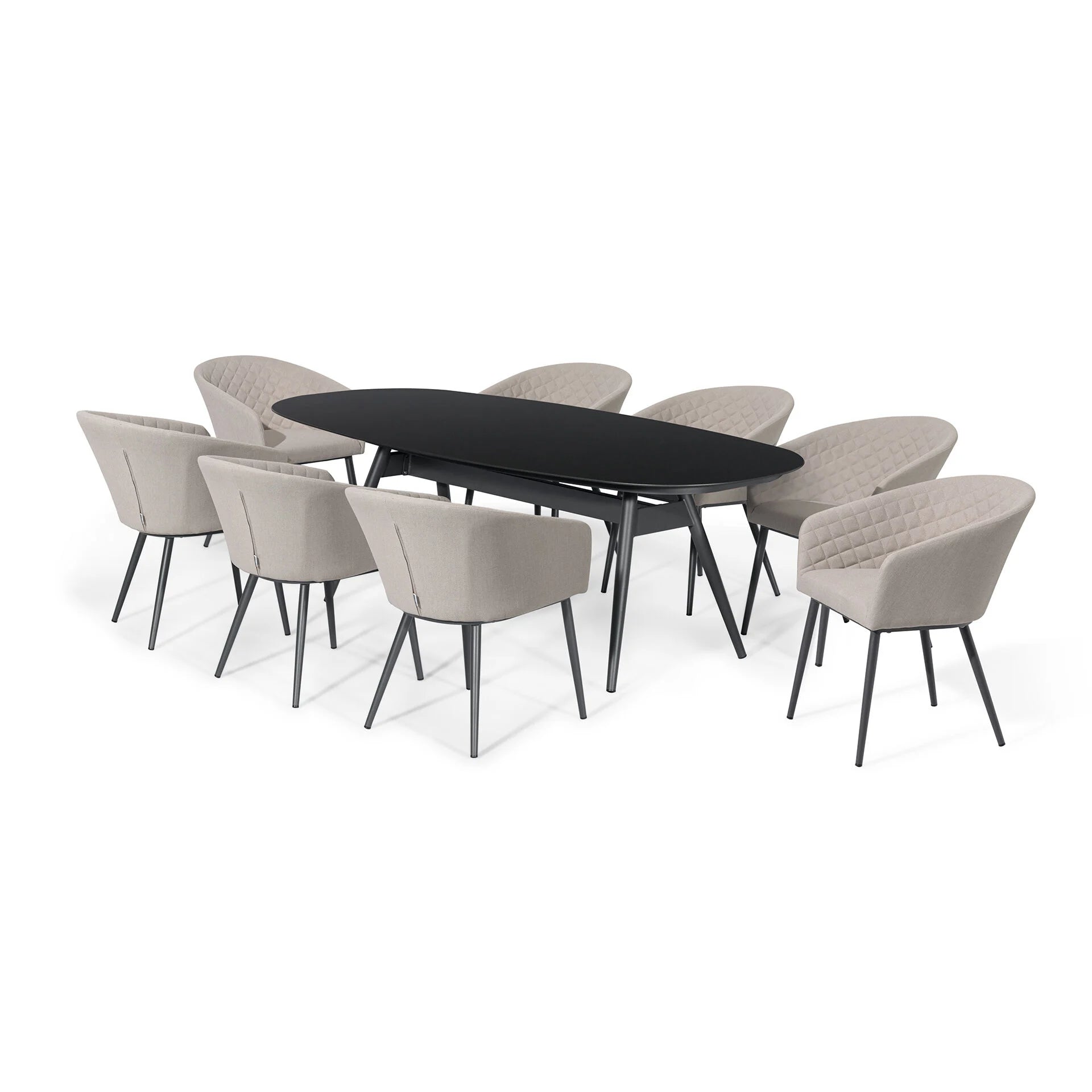 Ambition Oatmeal Beige Outdoor Dining Set Oval | 8 Seater