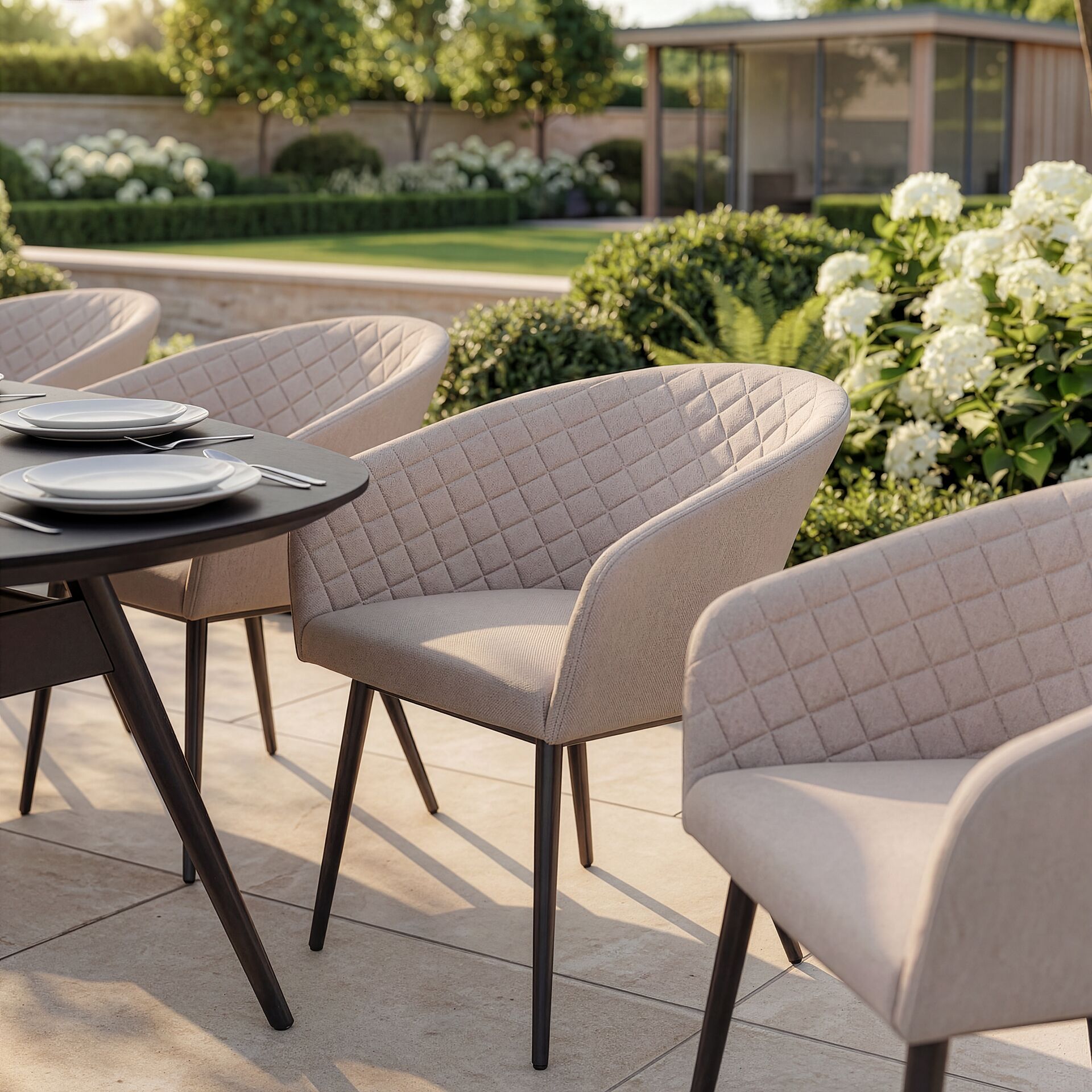 Ambition Oatmeal Beige Outdoor Dining Set Oval | 6 Seater