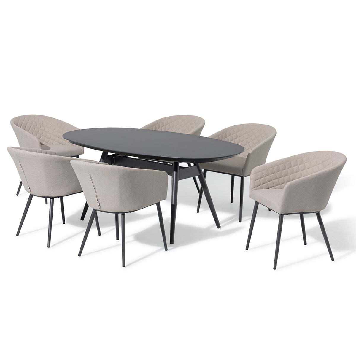 Ambition Oatmeal Beige Outdoor Dining Set Oval | 6 Seater