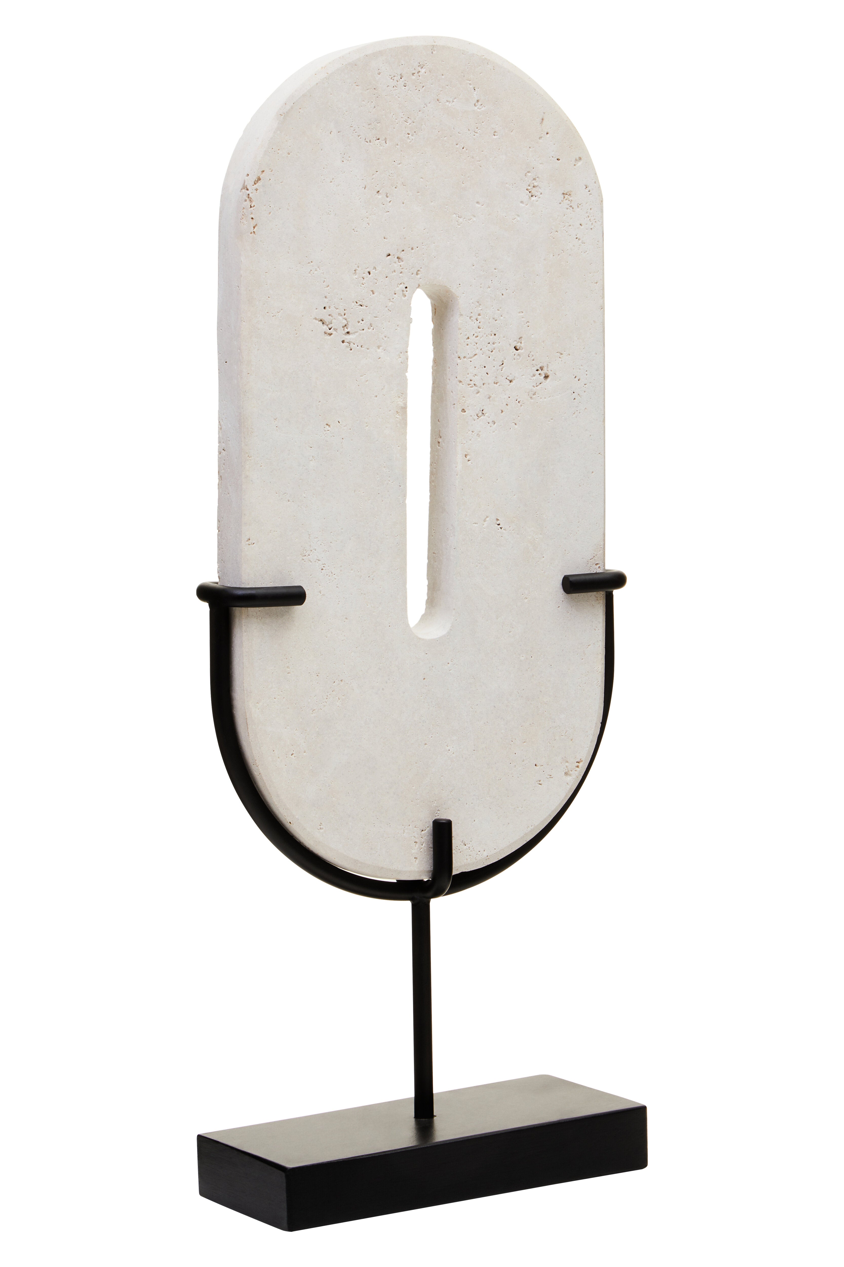 Amo Natural Travertine Stone Disc Sculpture | Large