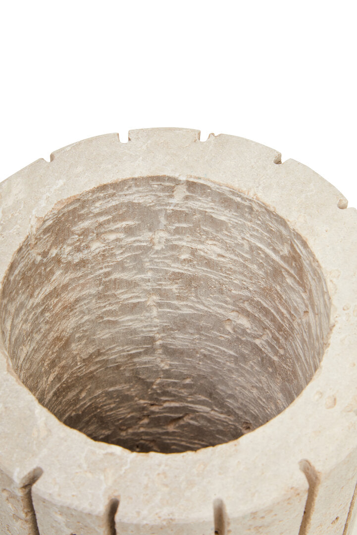 Amo Travertine Ribbed Vase