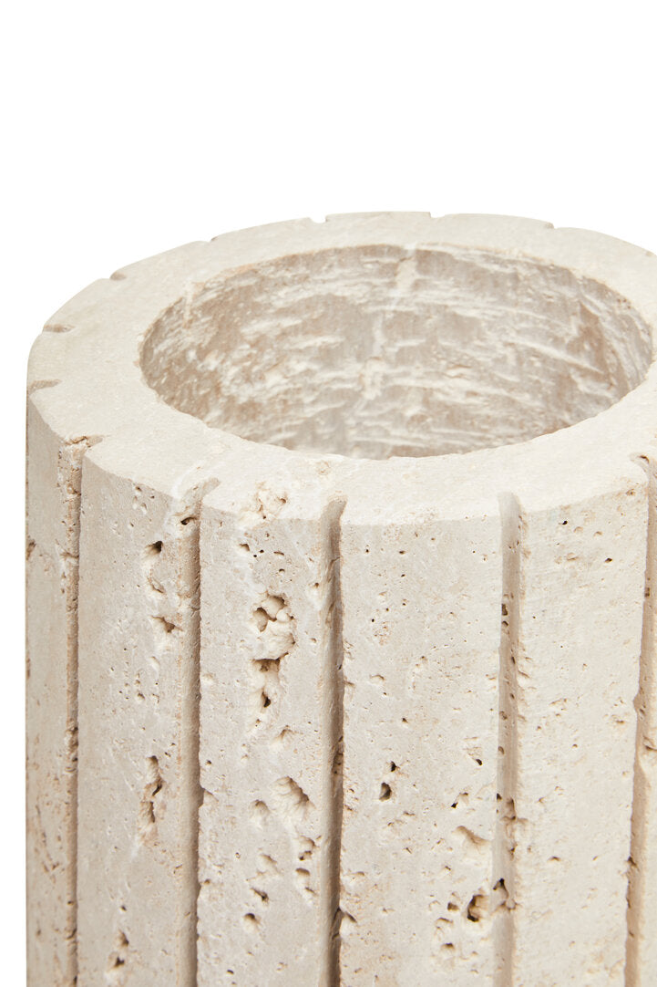 Amo Travertine Ribbed Vase