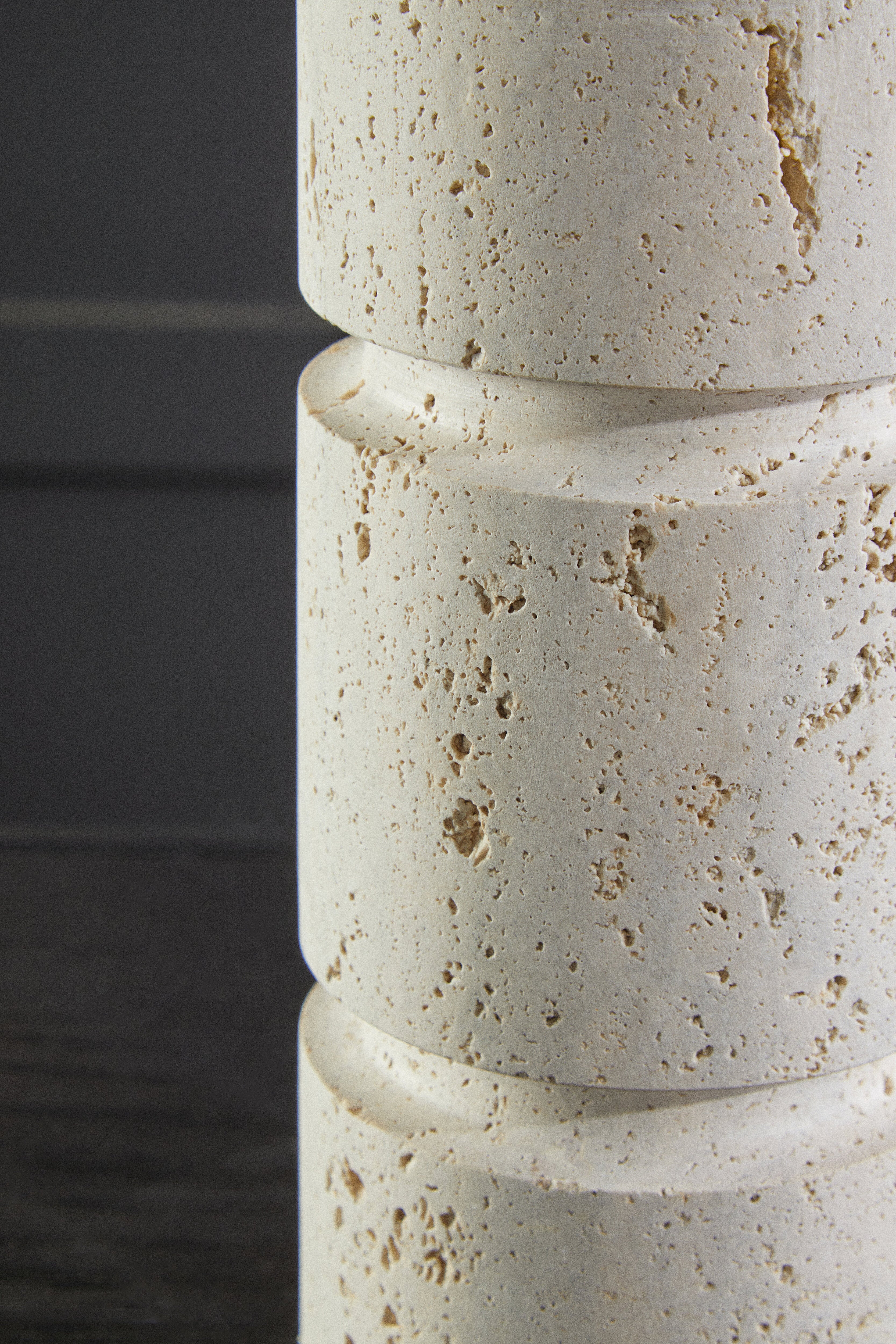 Amo Natural Travertine Stacked Candle Holder | Small