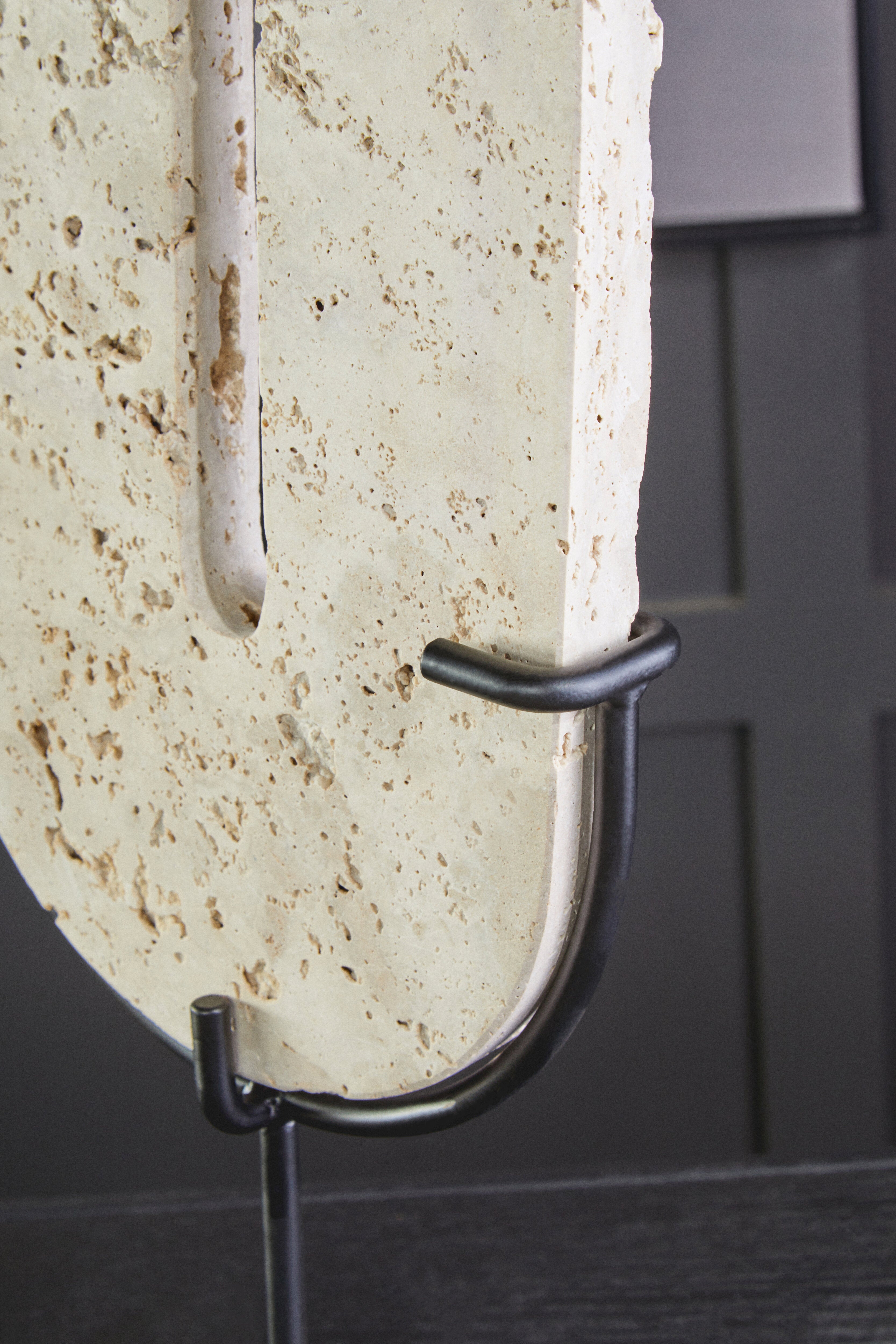 Amo Natural Travertine Stone Disc Sculpture | Large