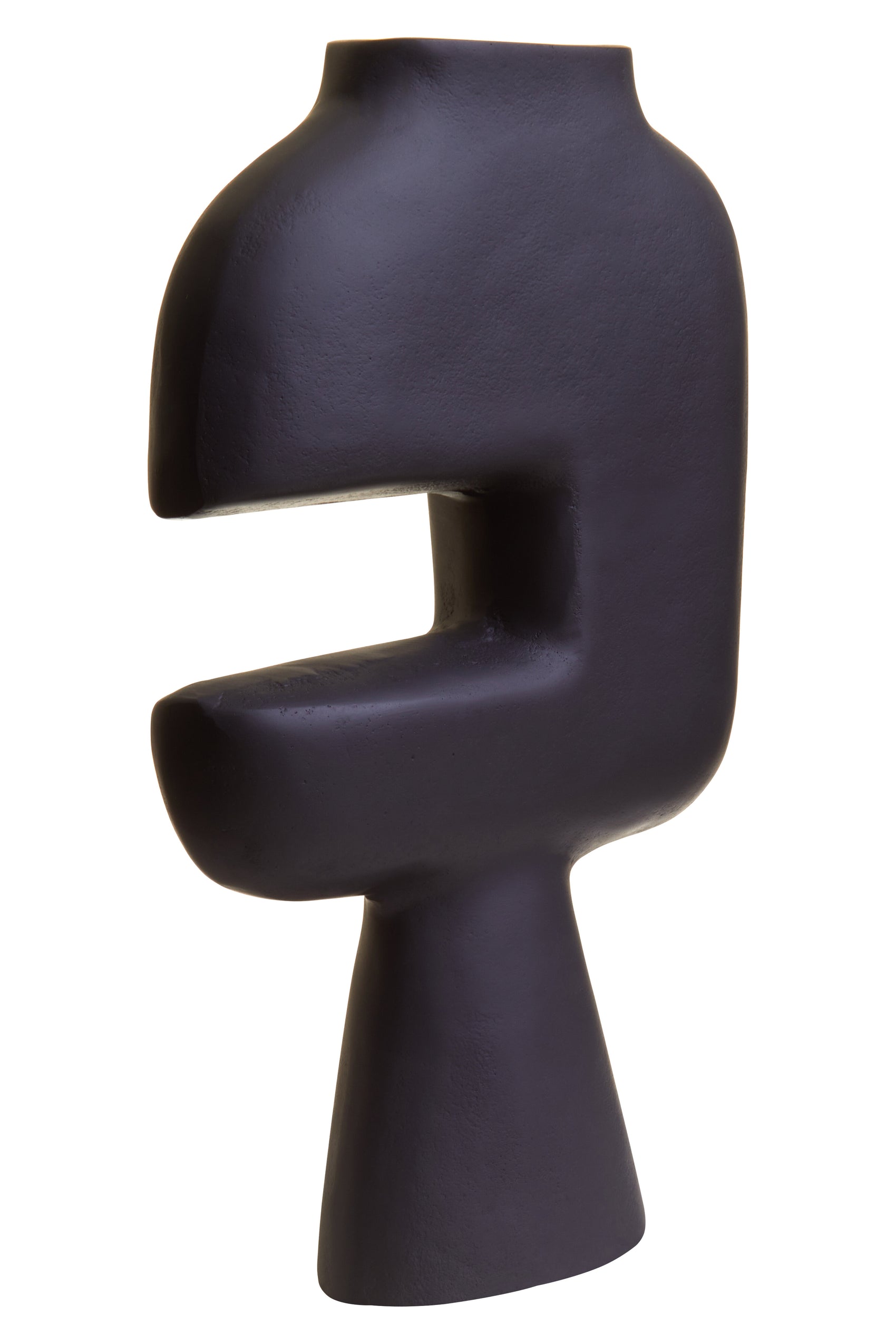 Toba Abstract Matte Black Vase | Large