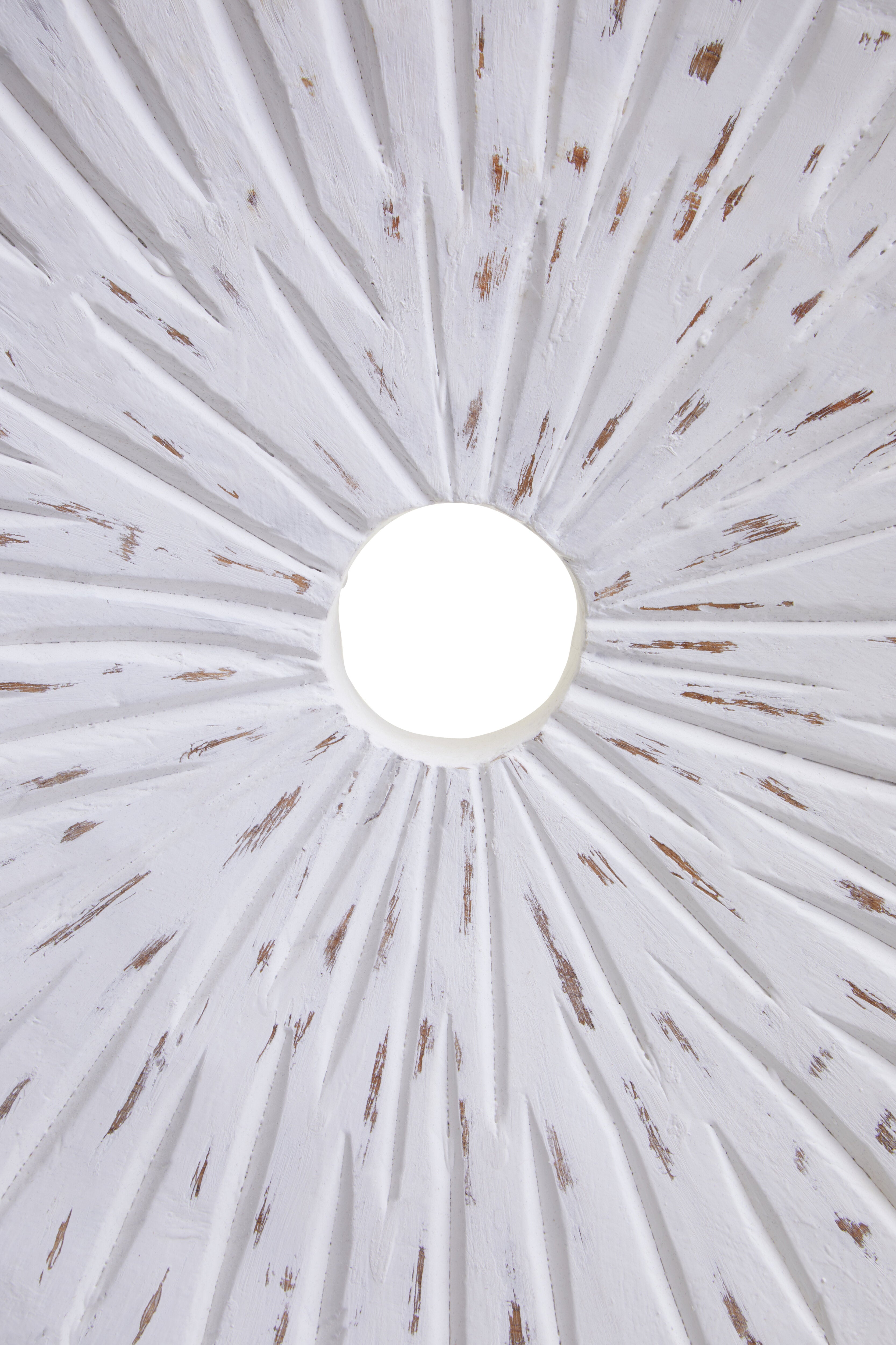 Osprey Distressed White Carved Wood Round Sculpture | Large