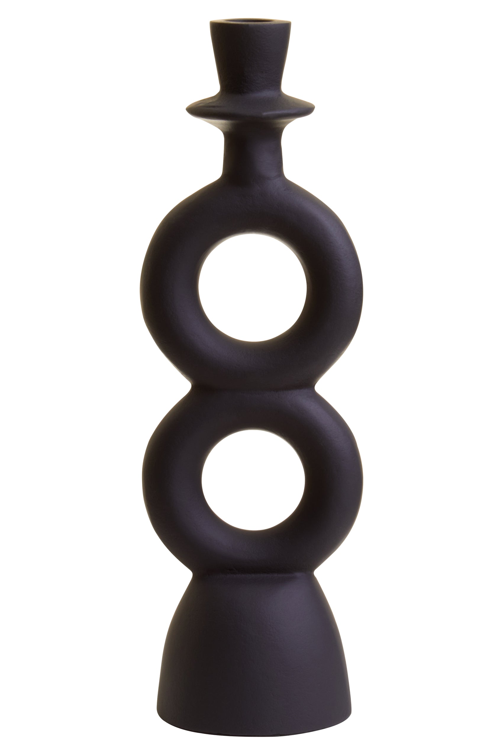 Toba Abstract Black Single Candle Holder
