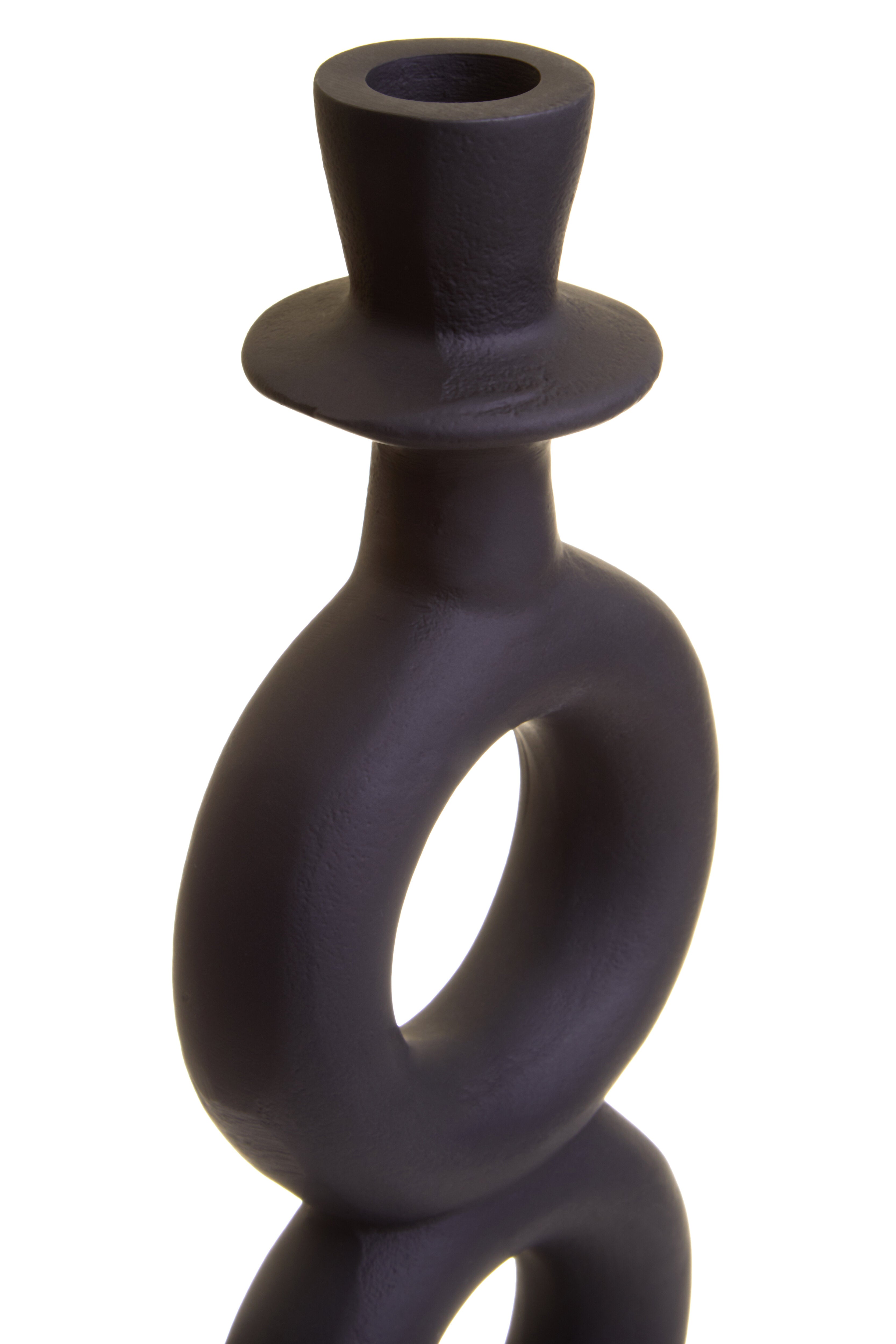Toba Abstract Black Single Candle Holder