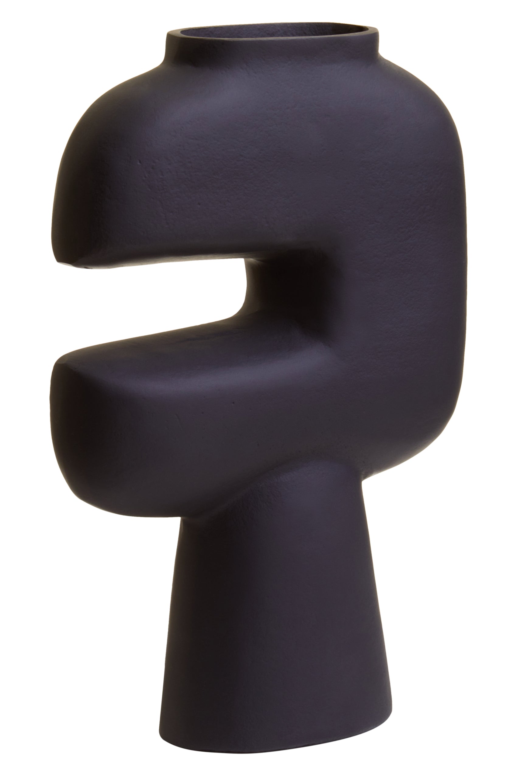 Toba Abstract Matte Black Vase | Small