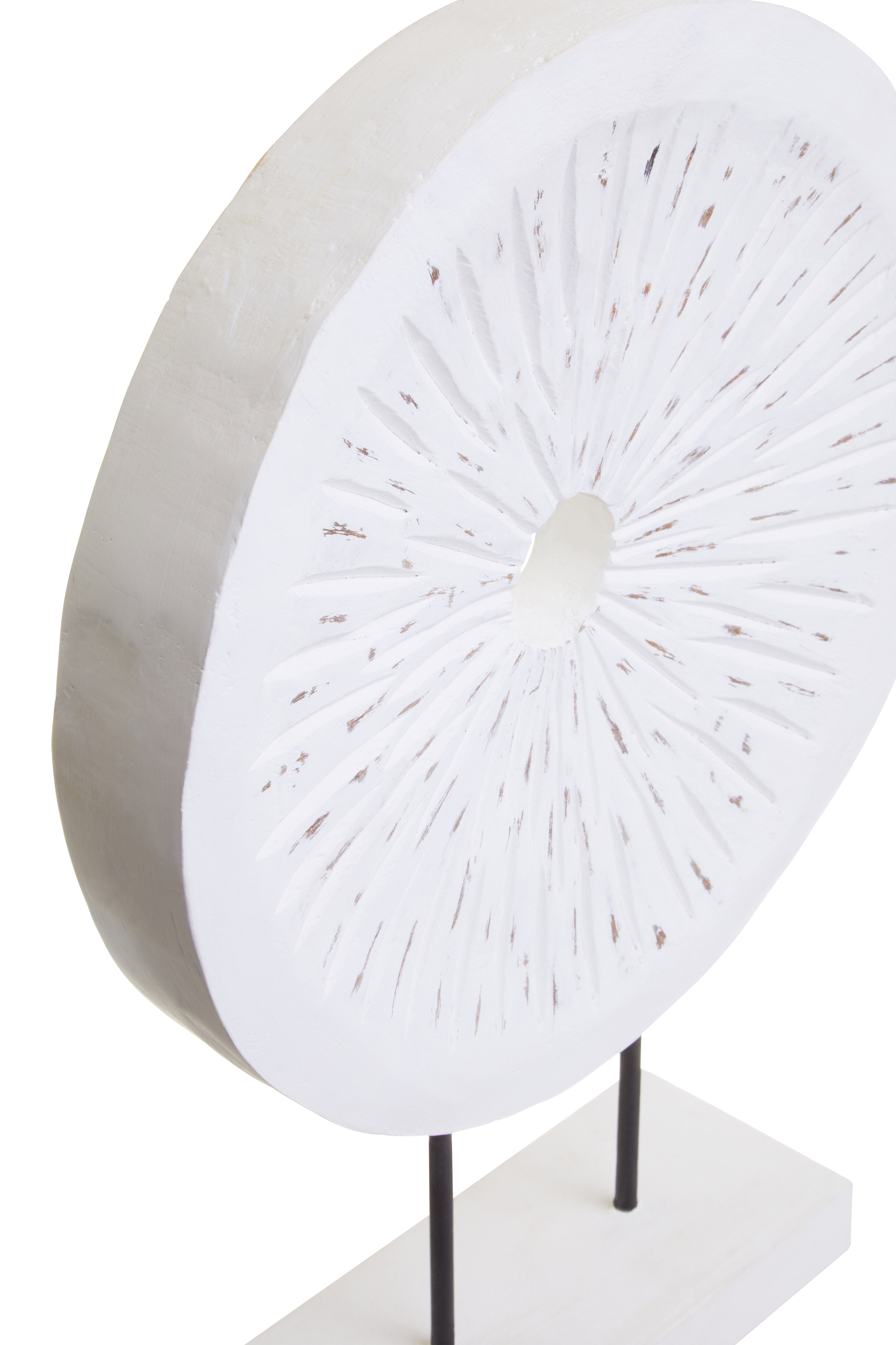 Osprey Distressed White Carved Wood Round Sculpture | Large