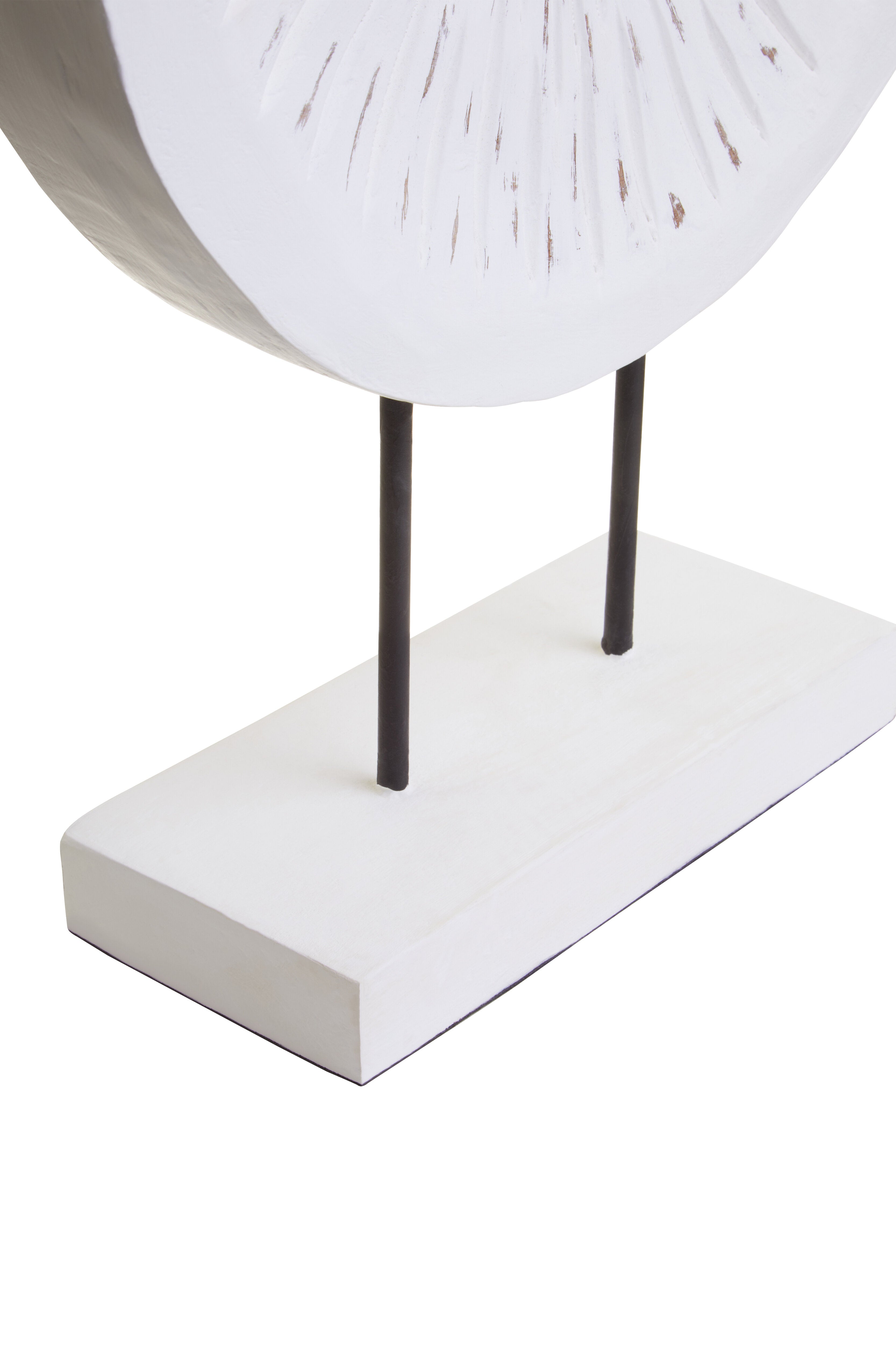 Osprey Distressed White Carved Wood Round Sculpture | Large