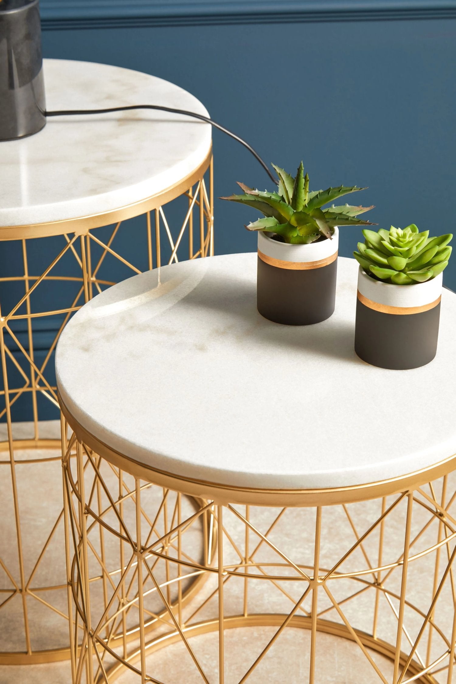 Fitzroy Small Gold Finish Metal & Black Marble Table Lamp