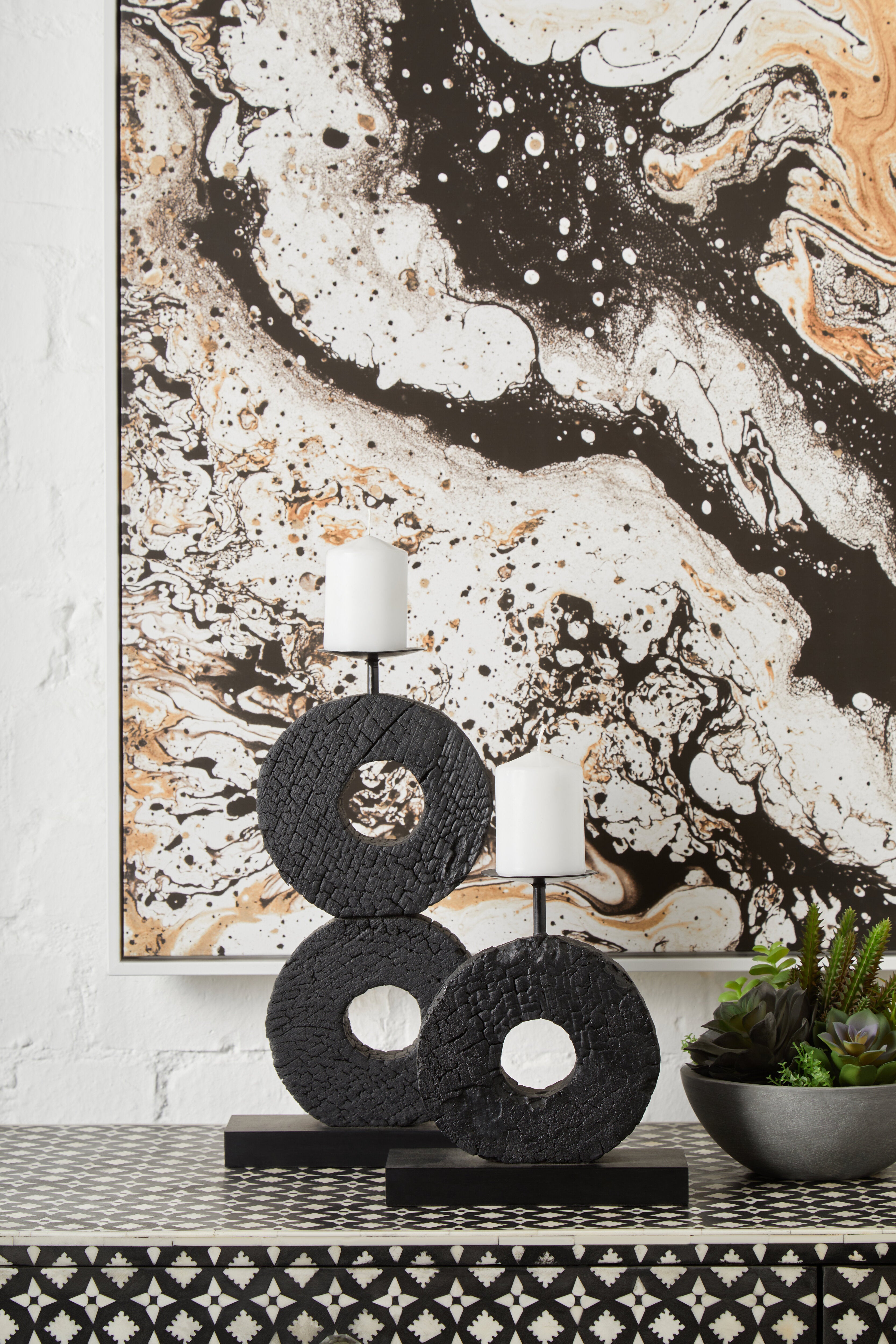 Osprey Charred Black Mango Wood Log Candle Holder | Large