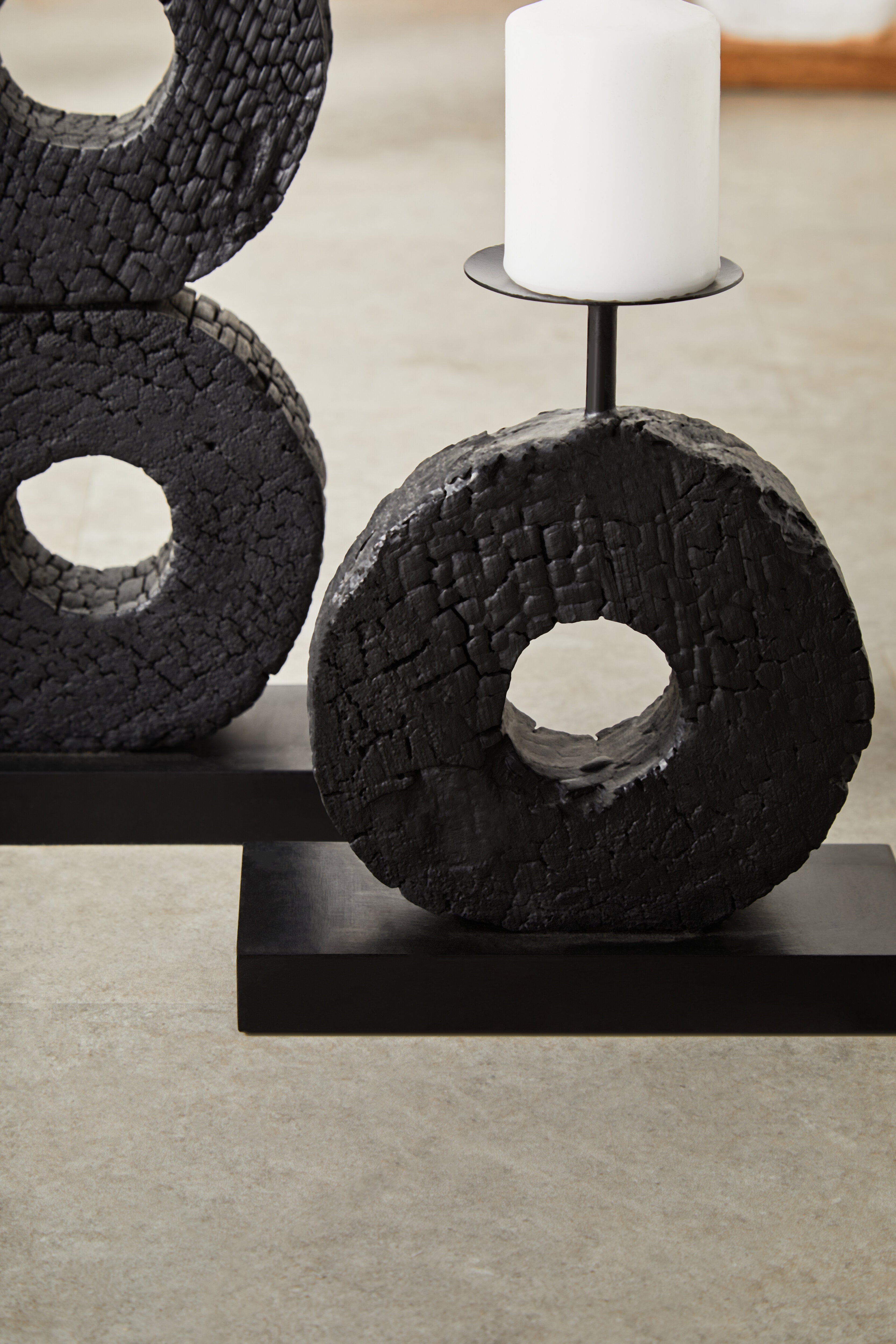 Osprey Charred Black Mango Wood Log Candle Holder | Large