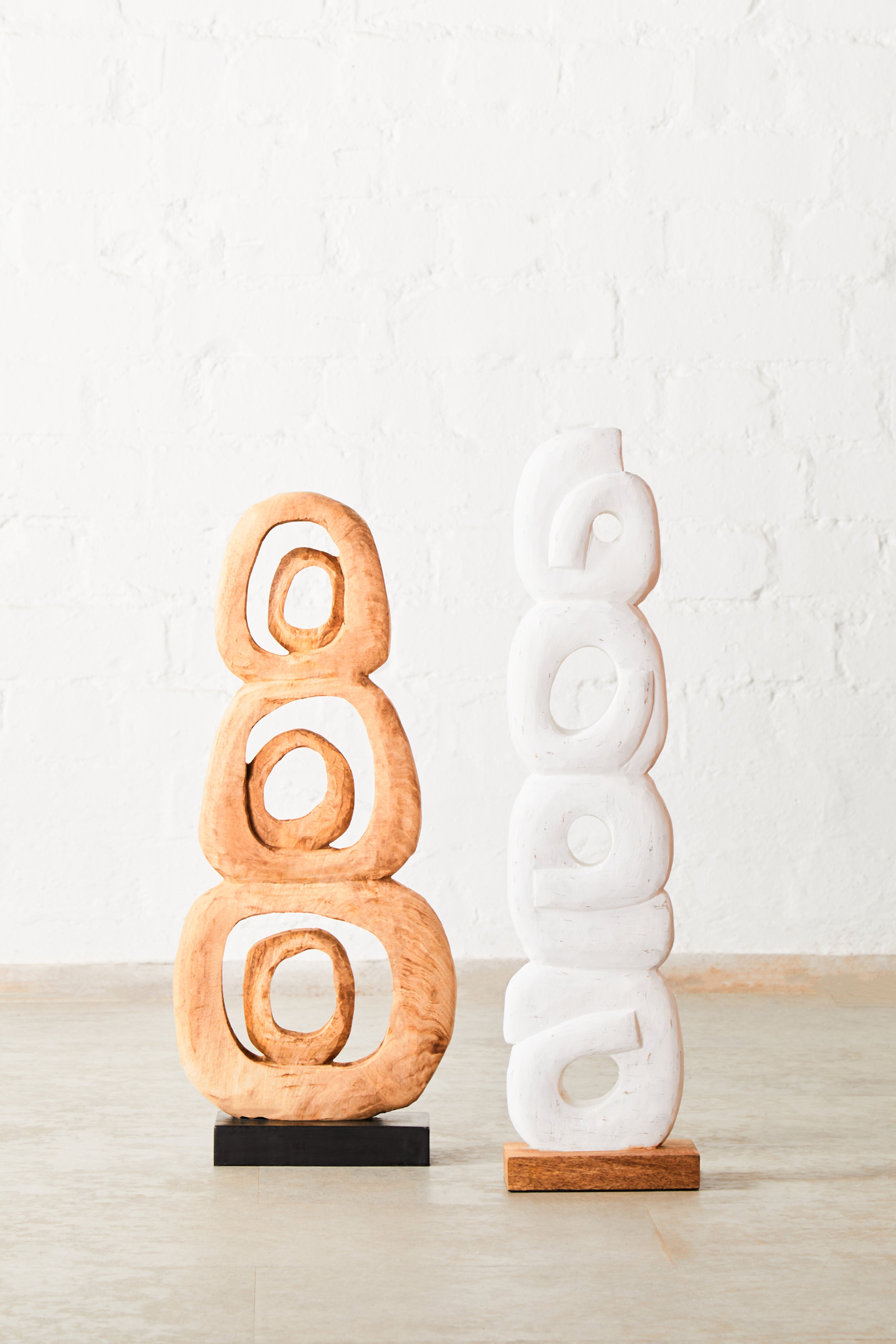 Osprey Rustic White Mango Wood Ring Sculpture