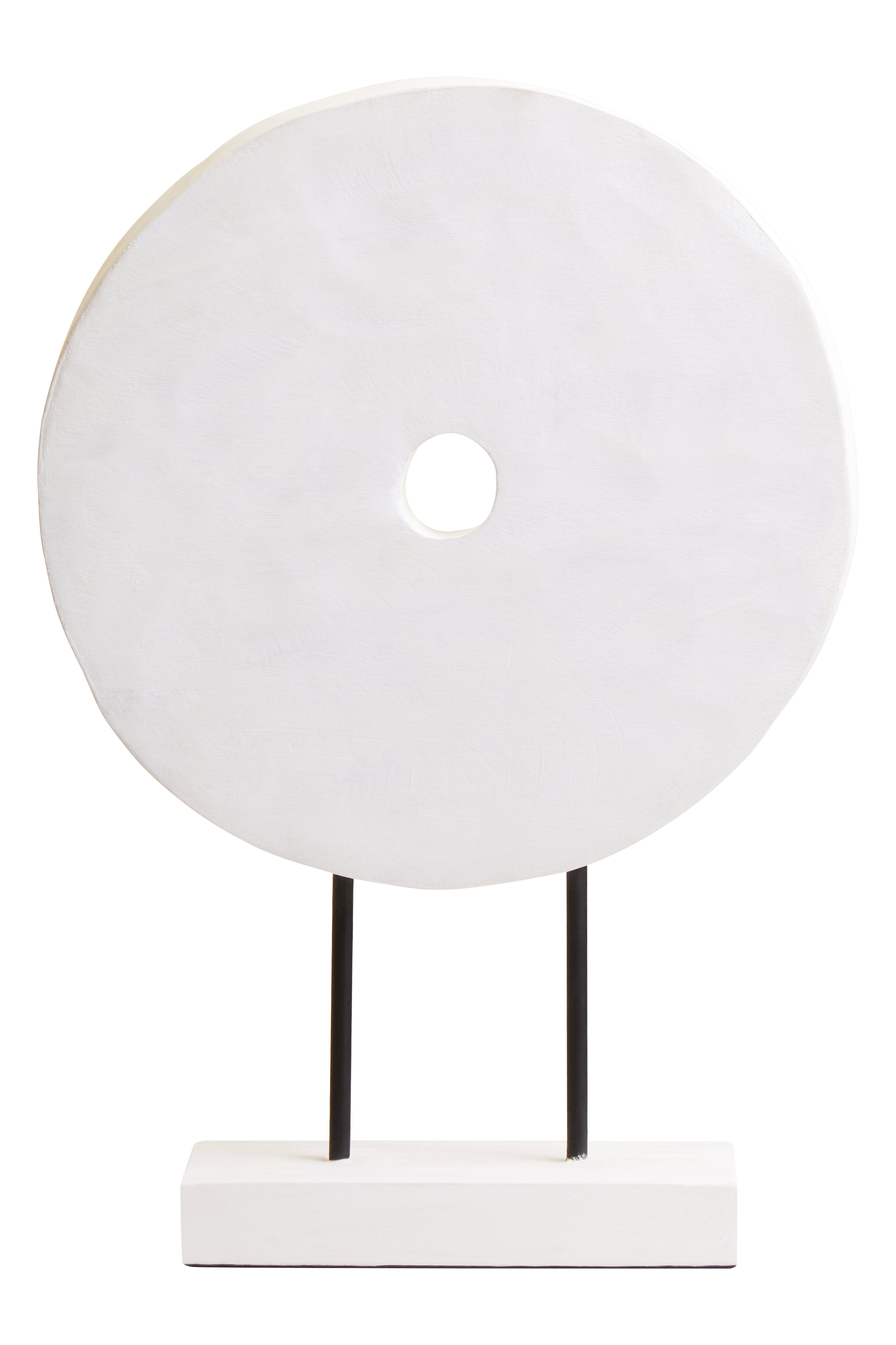 Osprey Distressed White Carved Wood Round Sculpture | Small