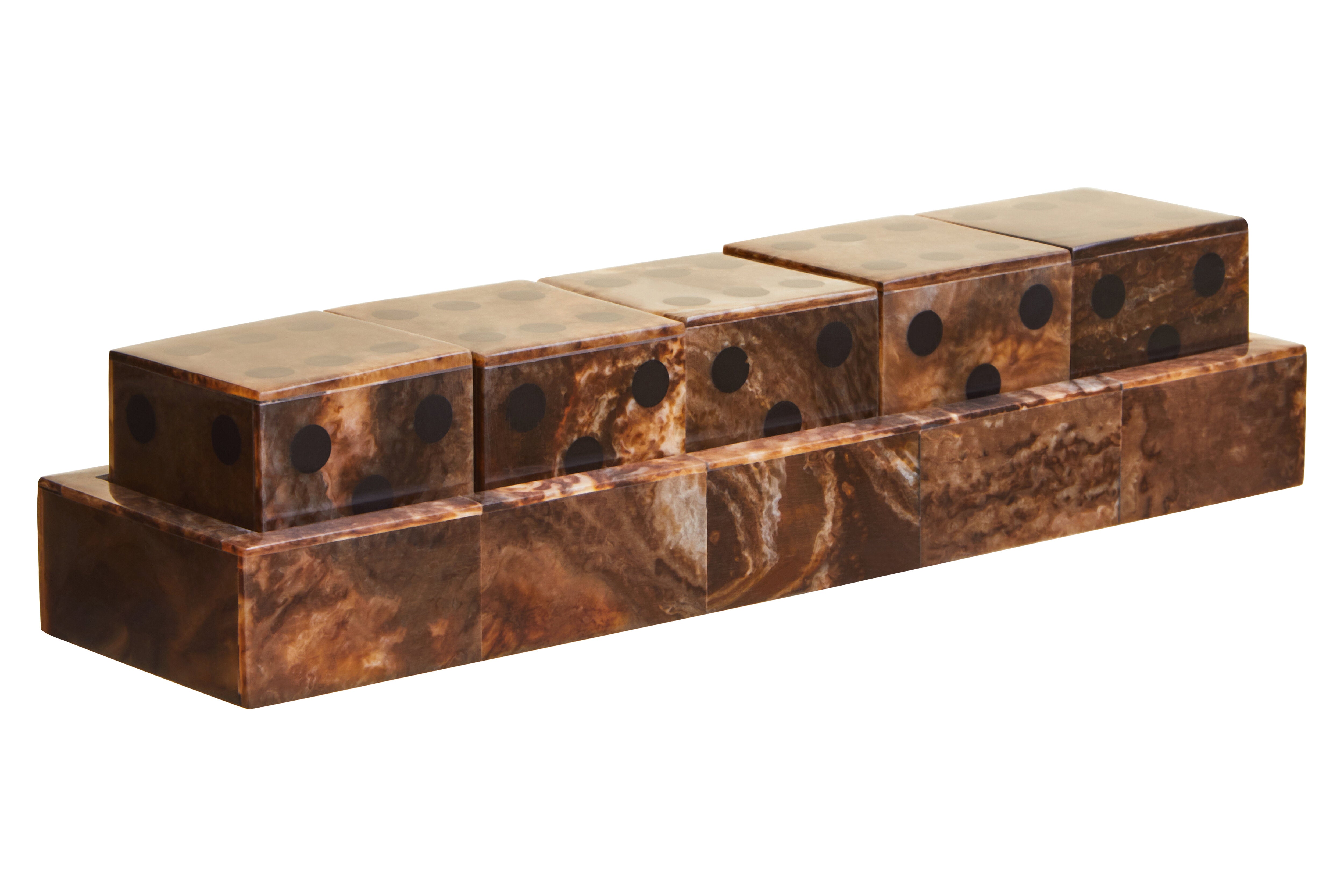 Terrence Games Brown & Black Finish Five Dice Set