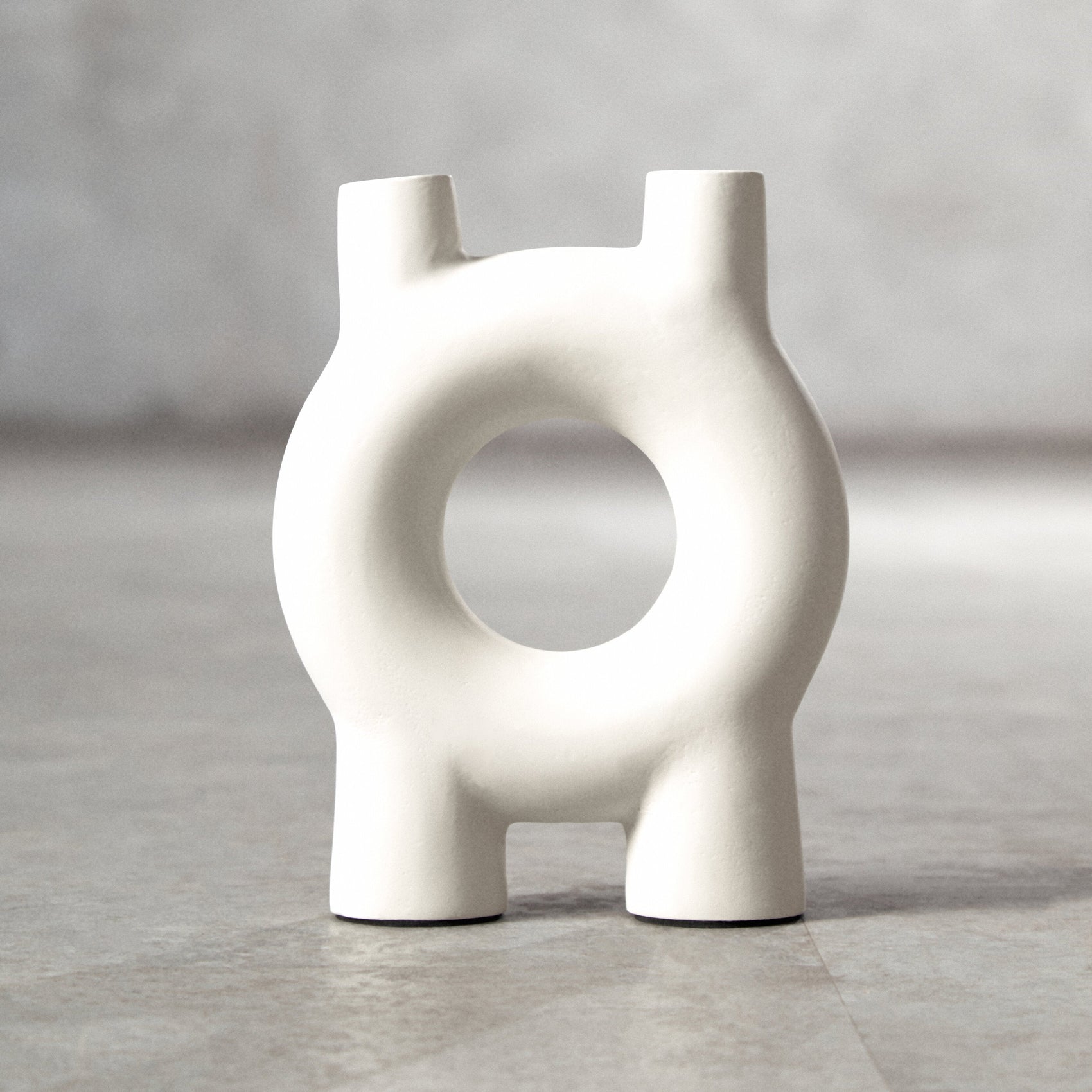 Toba Abstract Cream Double Candle Holder