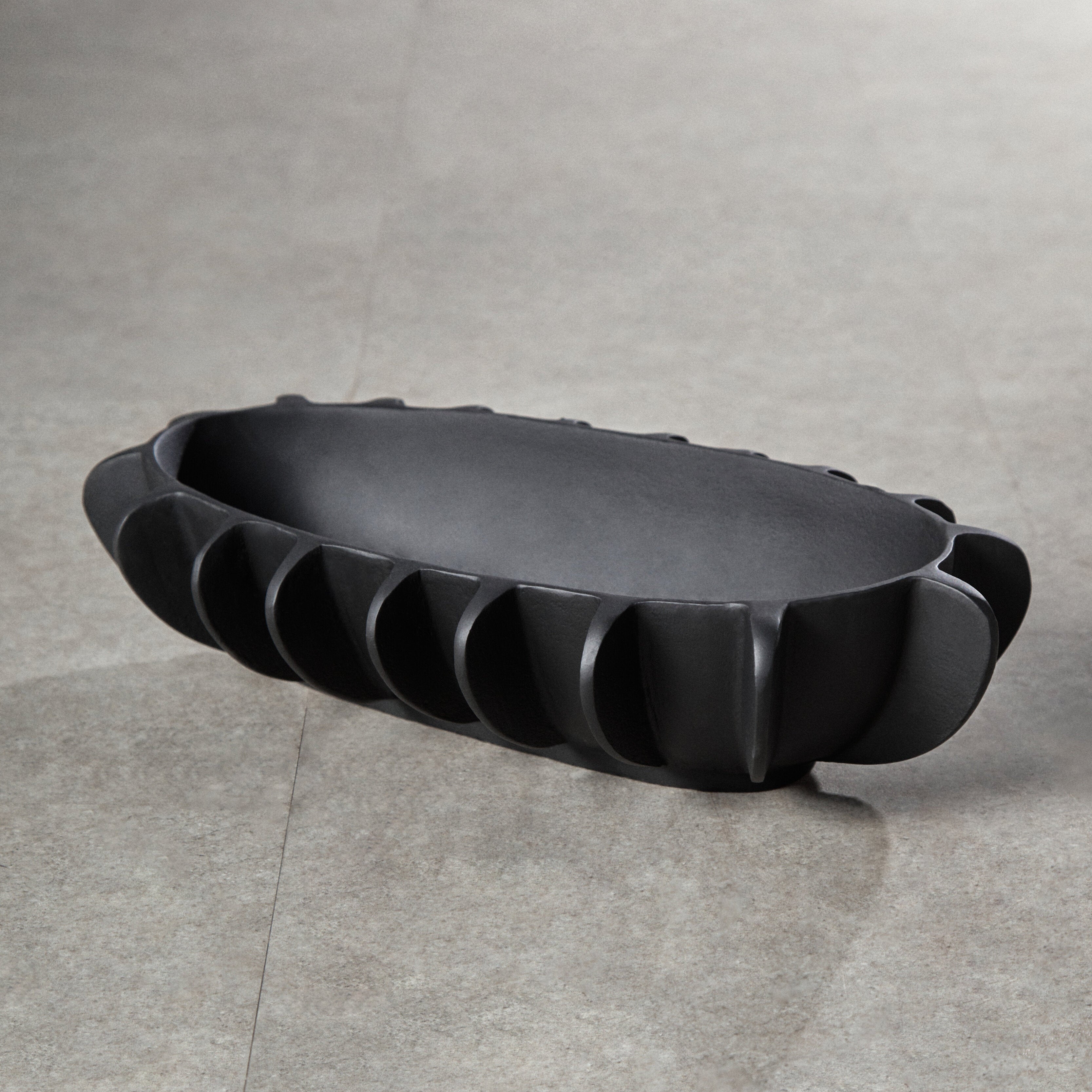 Toba Abstract Matte Black Bowl
