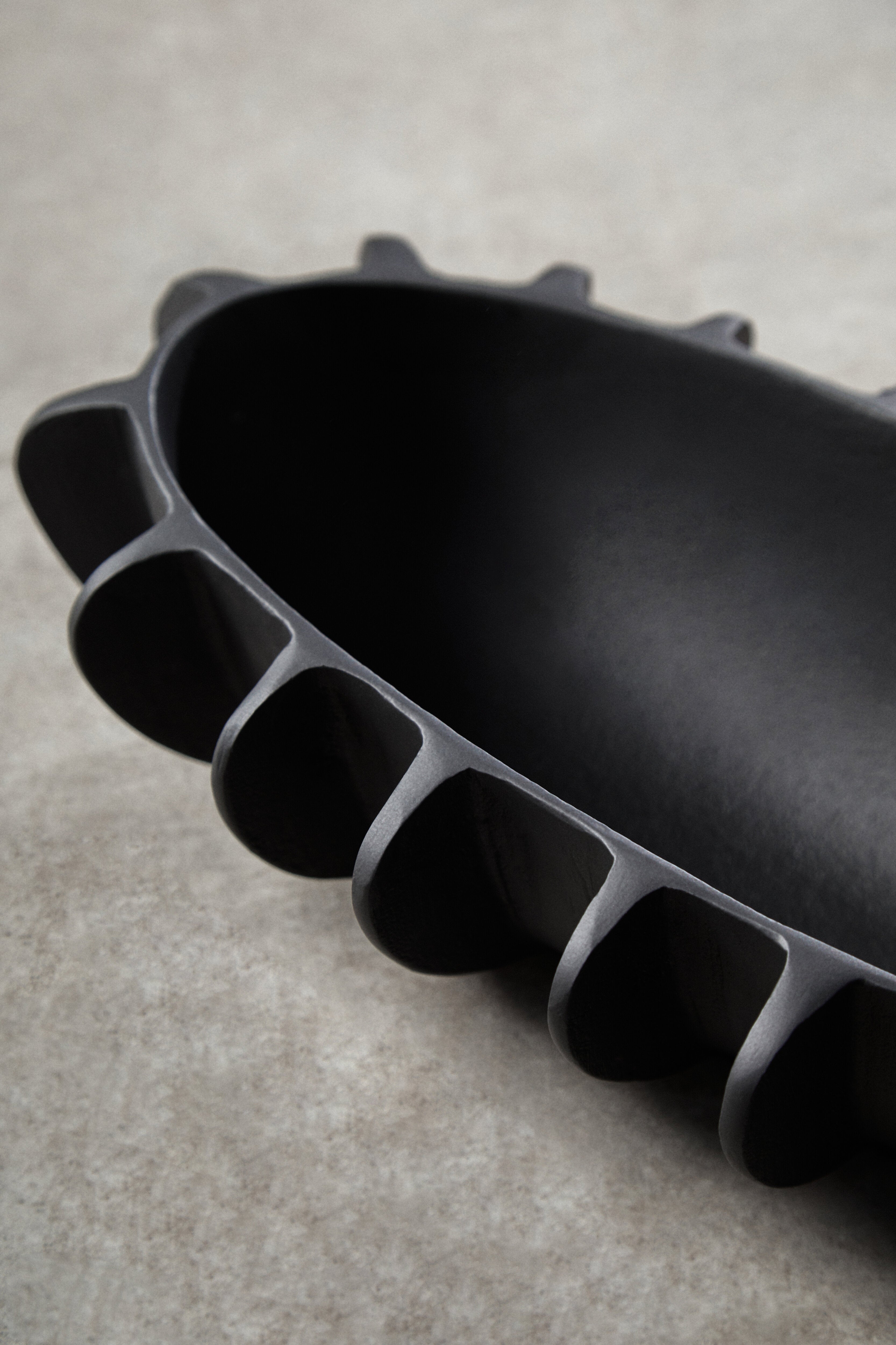 Toba Abstract Matte Black Bowl
