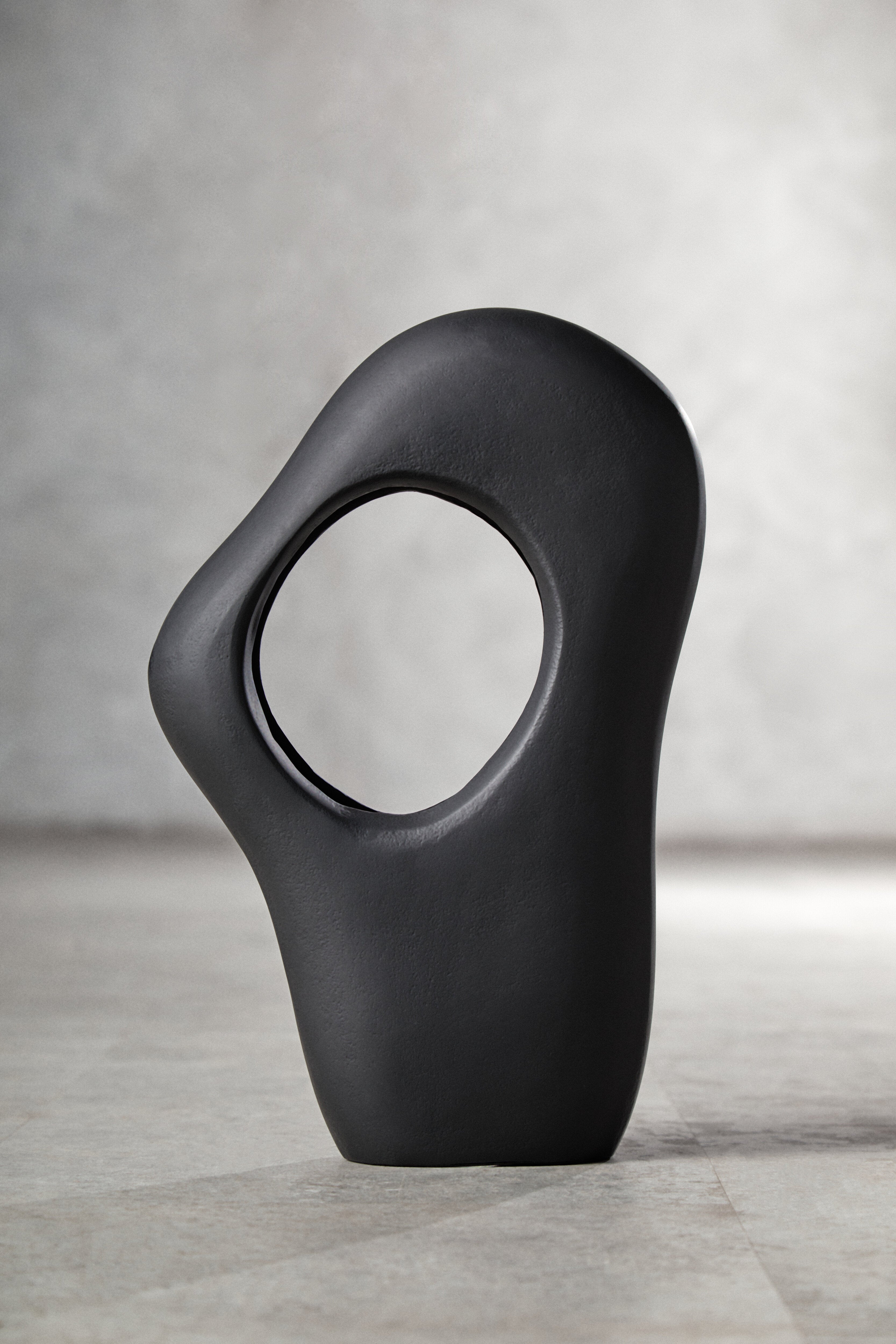 Toba Abstract Matte Black Sculpture