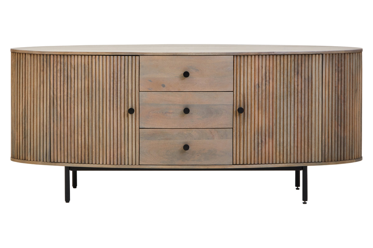 Kelda Grey Mango Wood Ridged Sideboard