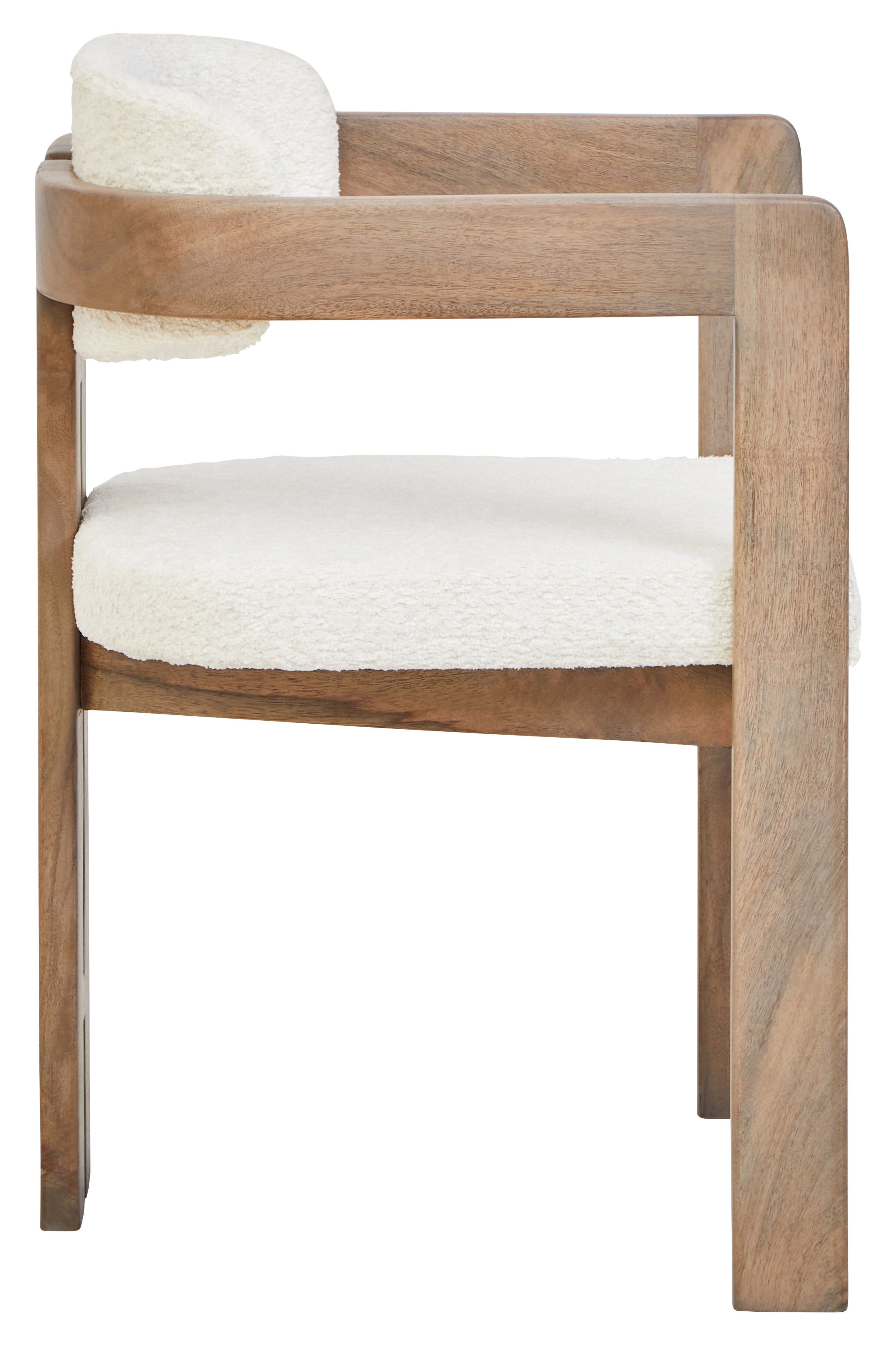 Kelda Grey Mango Wood & Cream Boucle Tripod Dining Chair