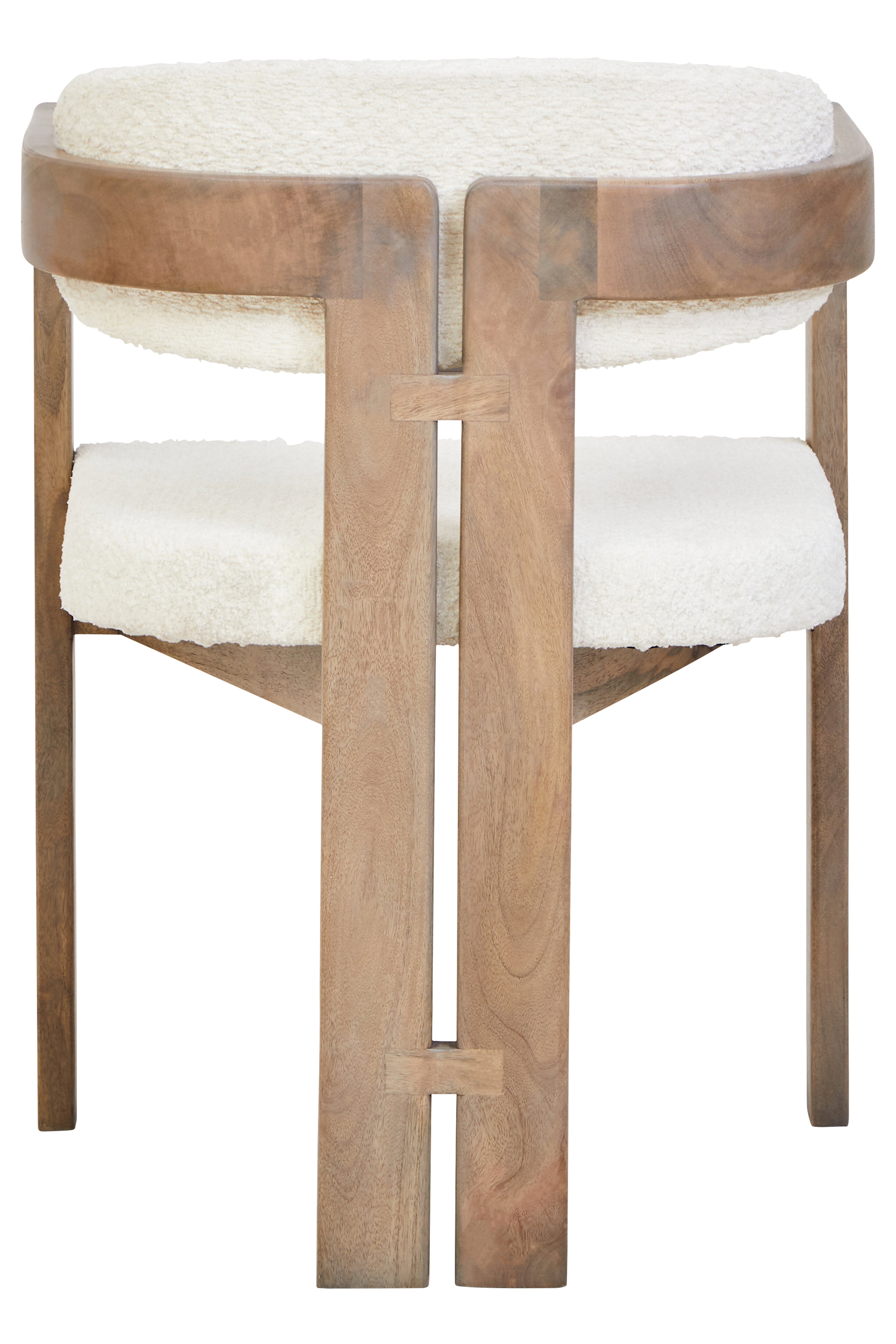 Kelda Grey Mango Wood & Cream Boucle Tripod Dining Chair